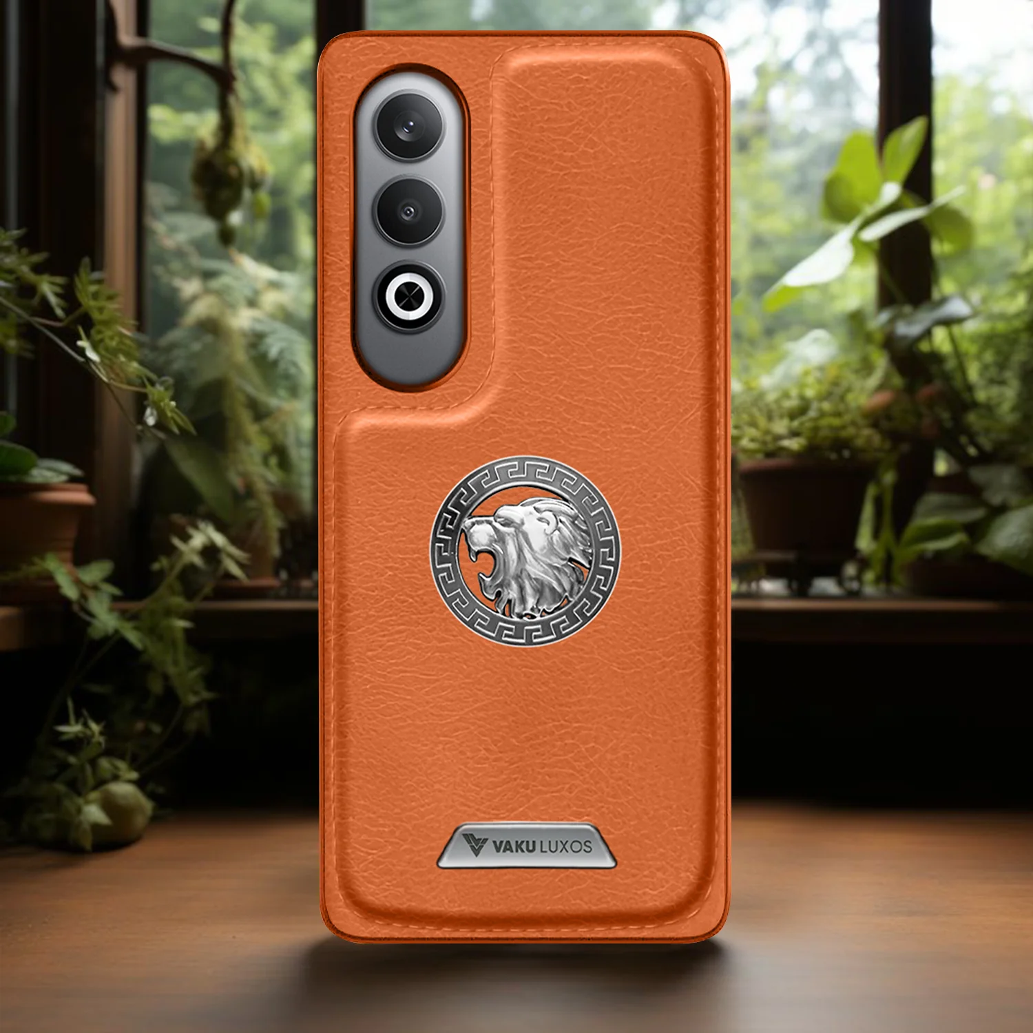 Vaku ® OnePlus Nord CE4 Regal Shield Metal Lion Engraved Leather Back Cover - Image 9