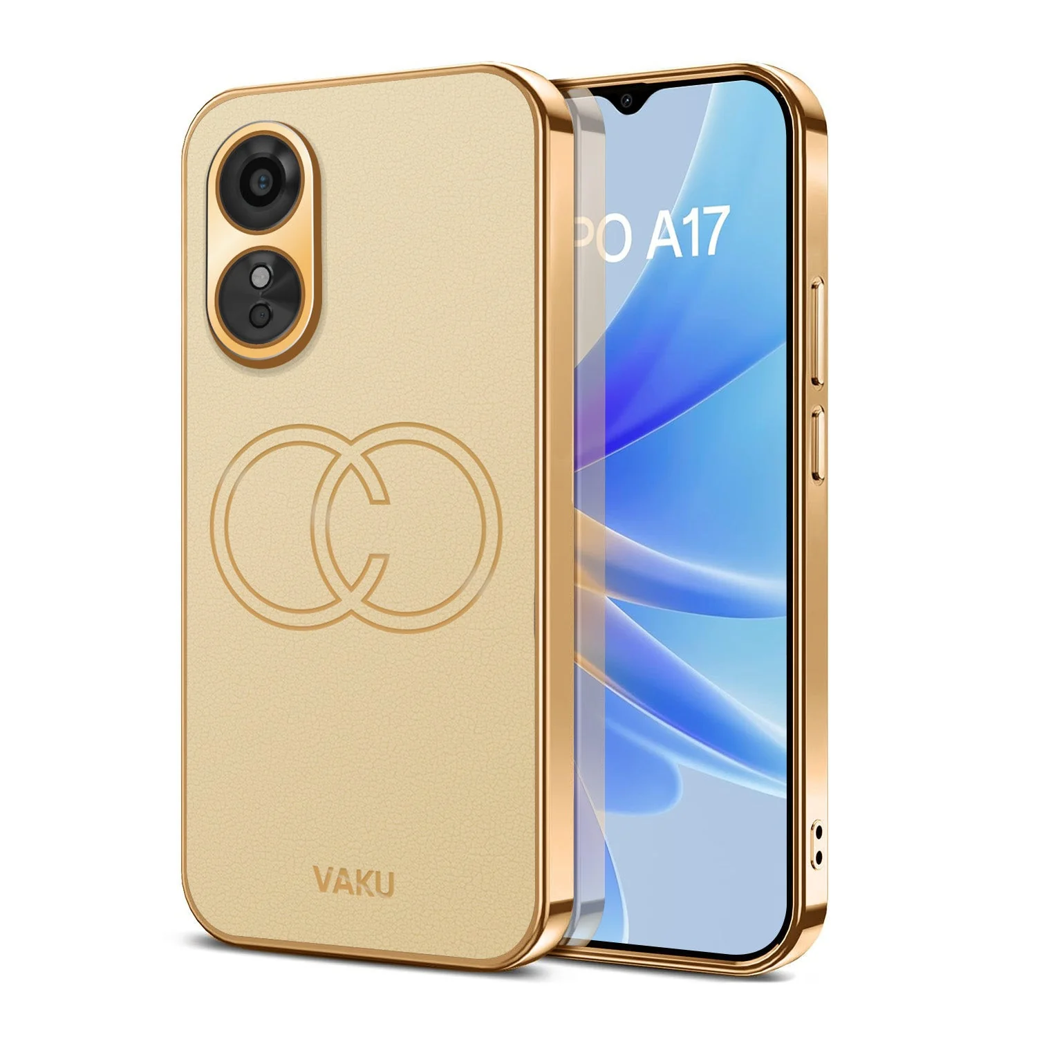 Vaku® Oppo A17 Skylar Leather Pattern Gold Electroplated Soft TPU Back Cover - Image 12