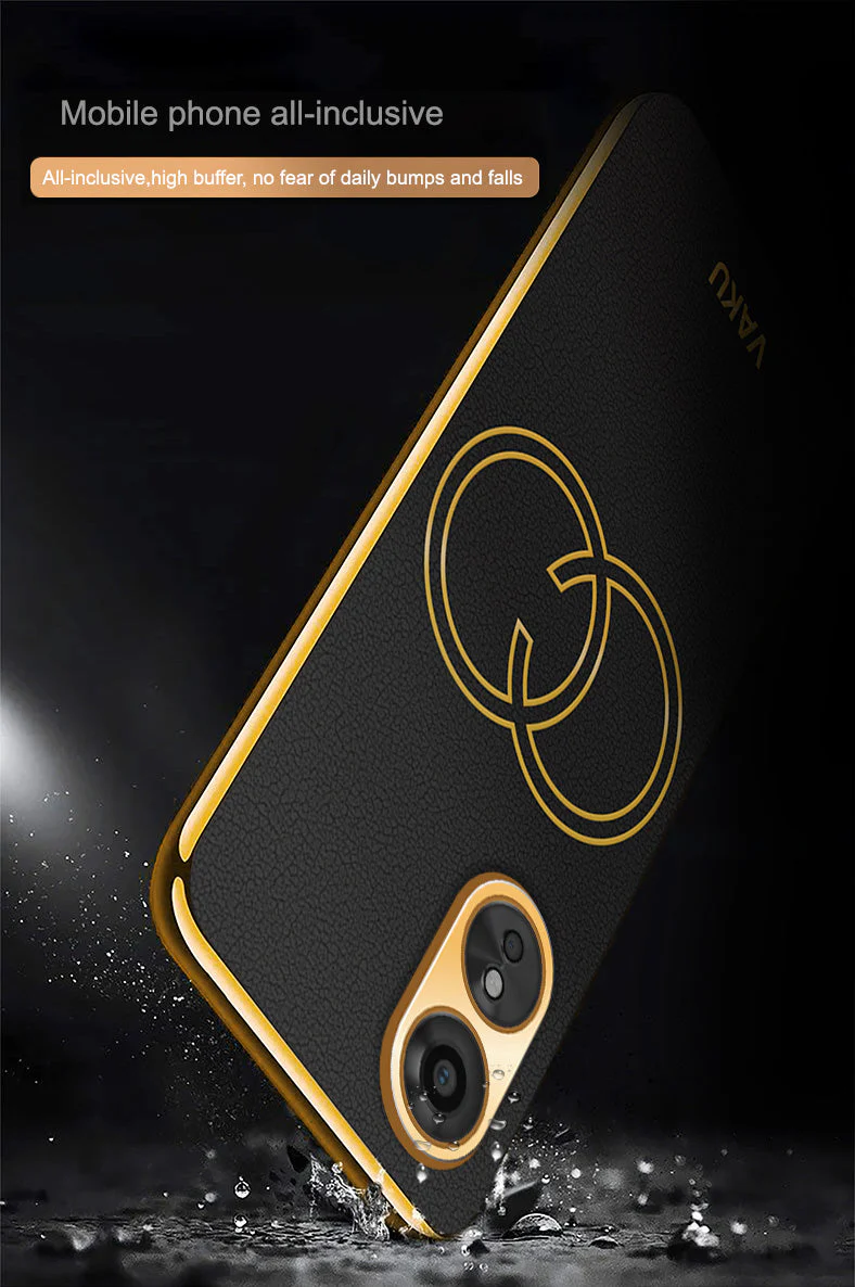 Vaku® Oppo A17 Skylar Leather Pattern Gold Electroplated Soft TPU Back Cover - Image 16
