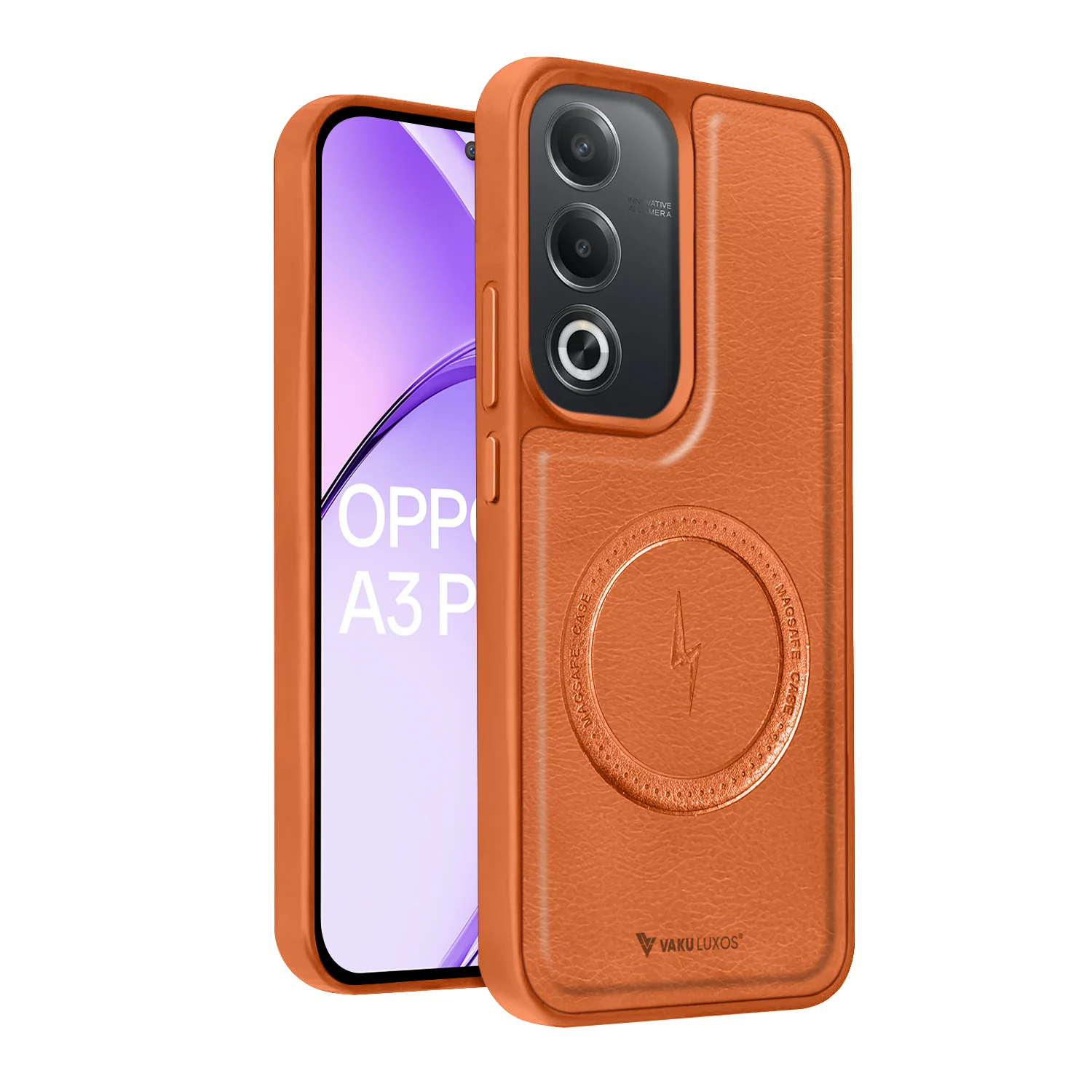 Vaku ® Oppo A3 Pro 5G Maxtron Leather Stitched Magnetic Magsafe Back Cover
