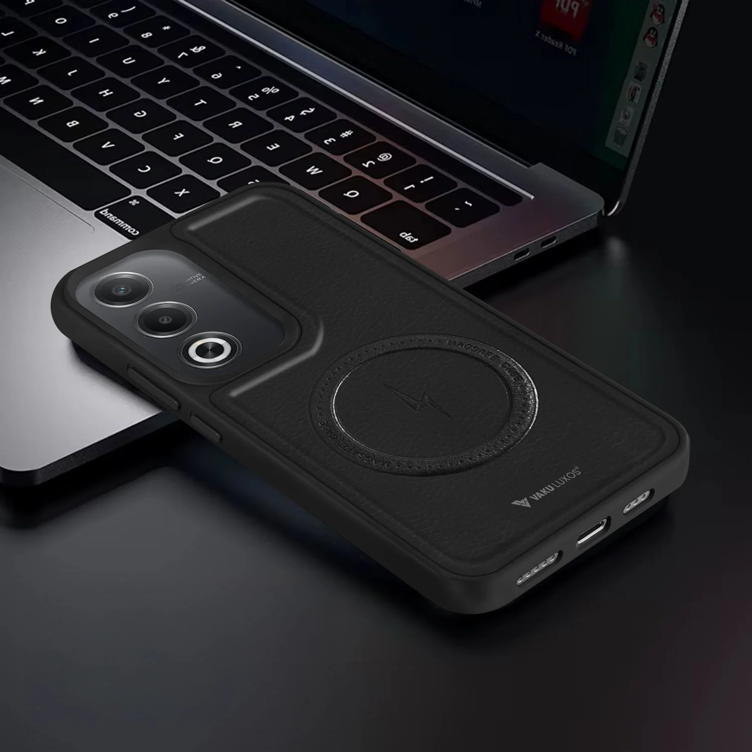 Vaku ® Oppo A3 Pro 5G Maxtron Leather Stitched Magnetic Magsafe Back Cover - Image 11