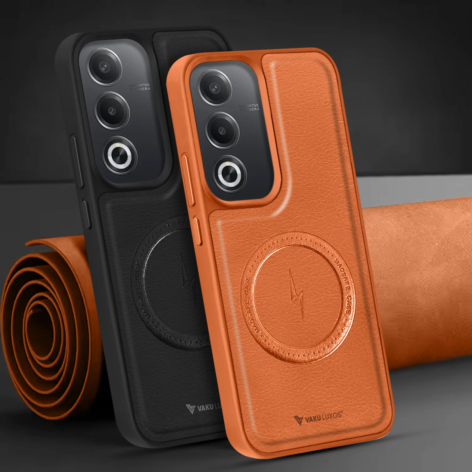 Vaku ® Oppo A3 Pro 5G Maxtron Leather Stitched Magnetic Magsafe Back Cover - Image 12