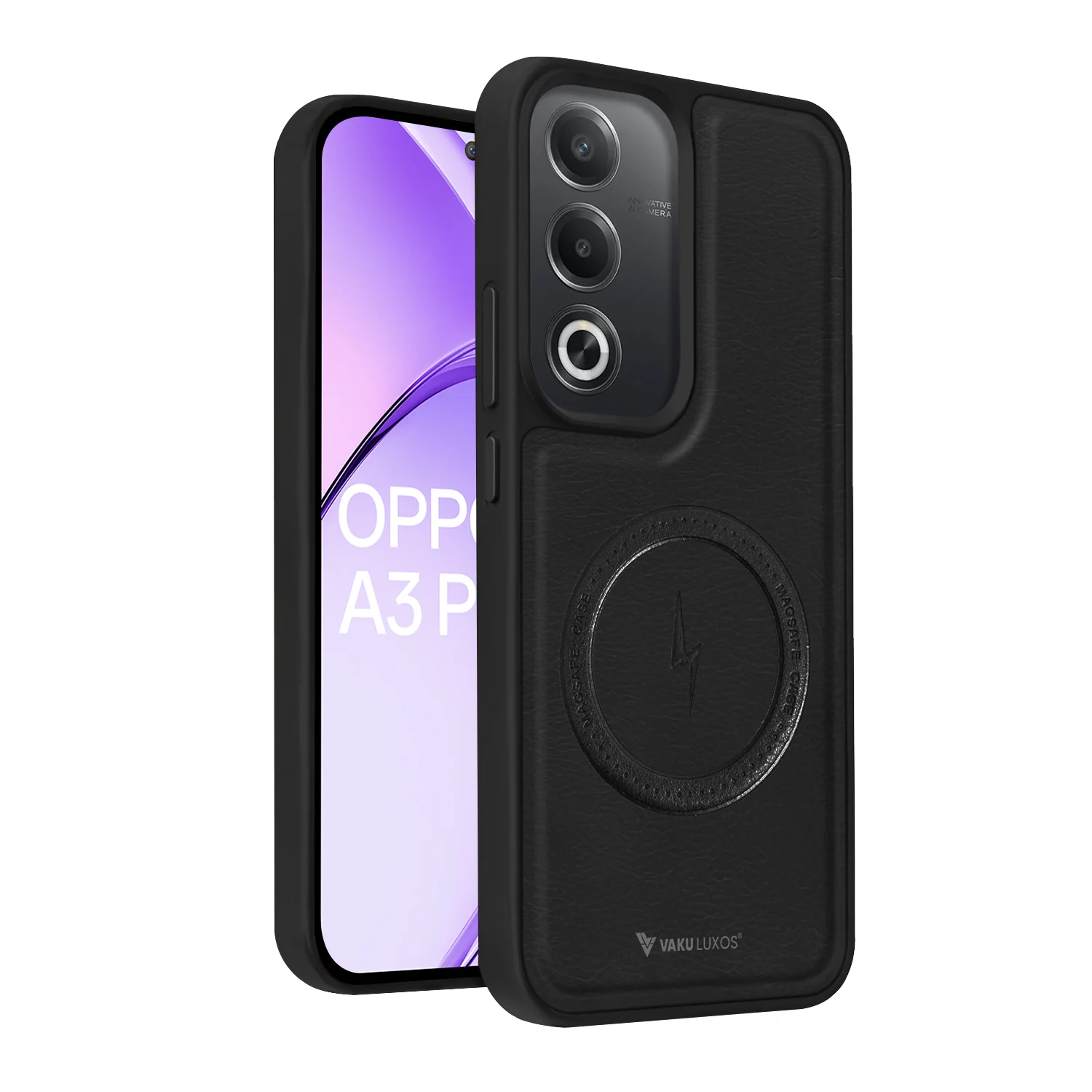 Vaku ® Oppo A3 Pro 5G Maxtron Leather Stitched Magnetic Magsafe Back Cover - Image 2