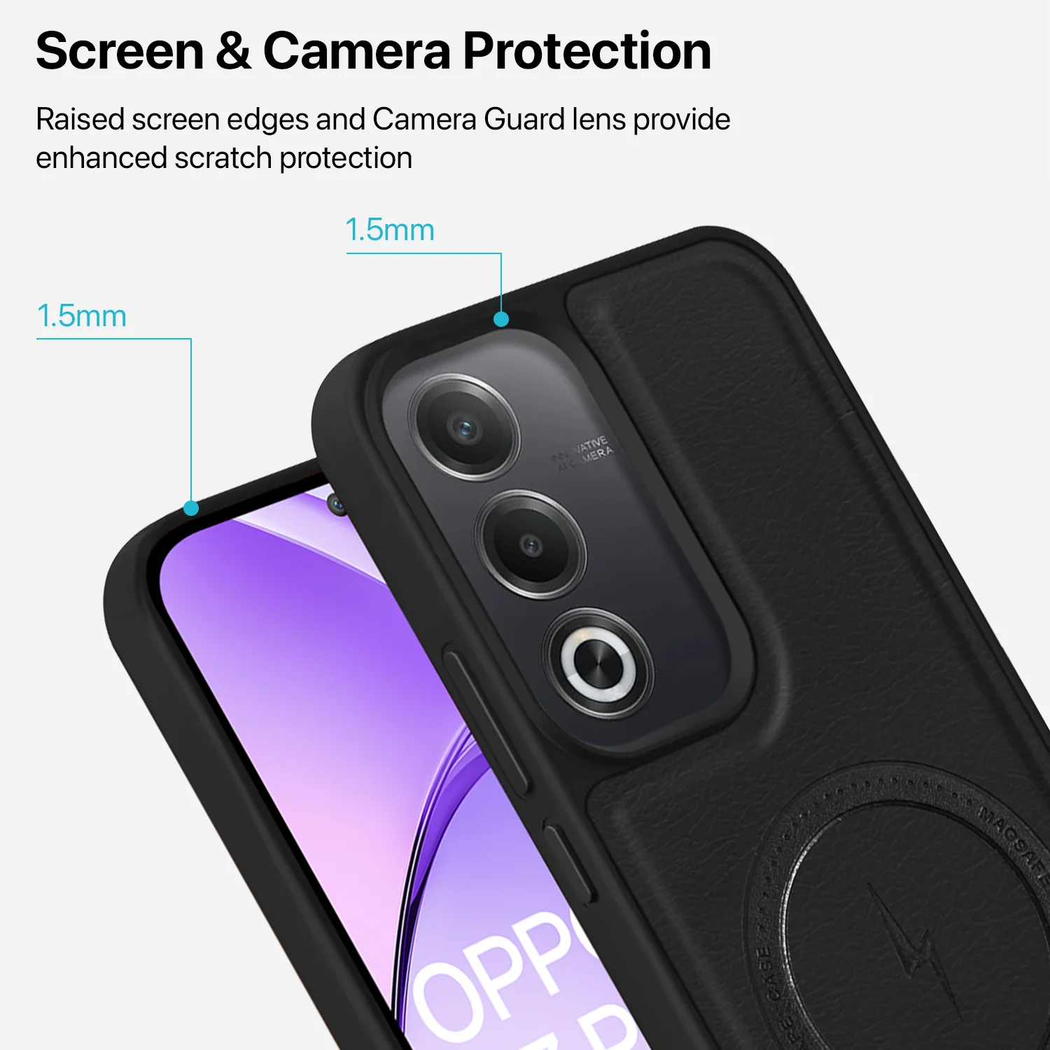 Vaku ® Oppo A3 Pro 5G Maxtron Leather Stitched Magnetic Magsafe Back Cover - Image 4