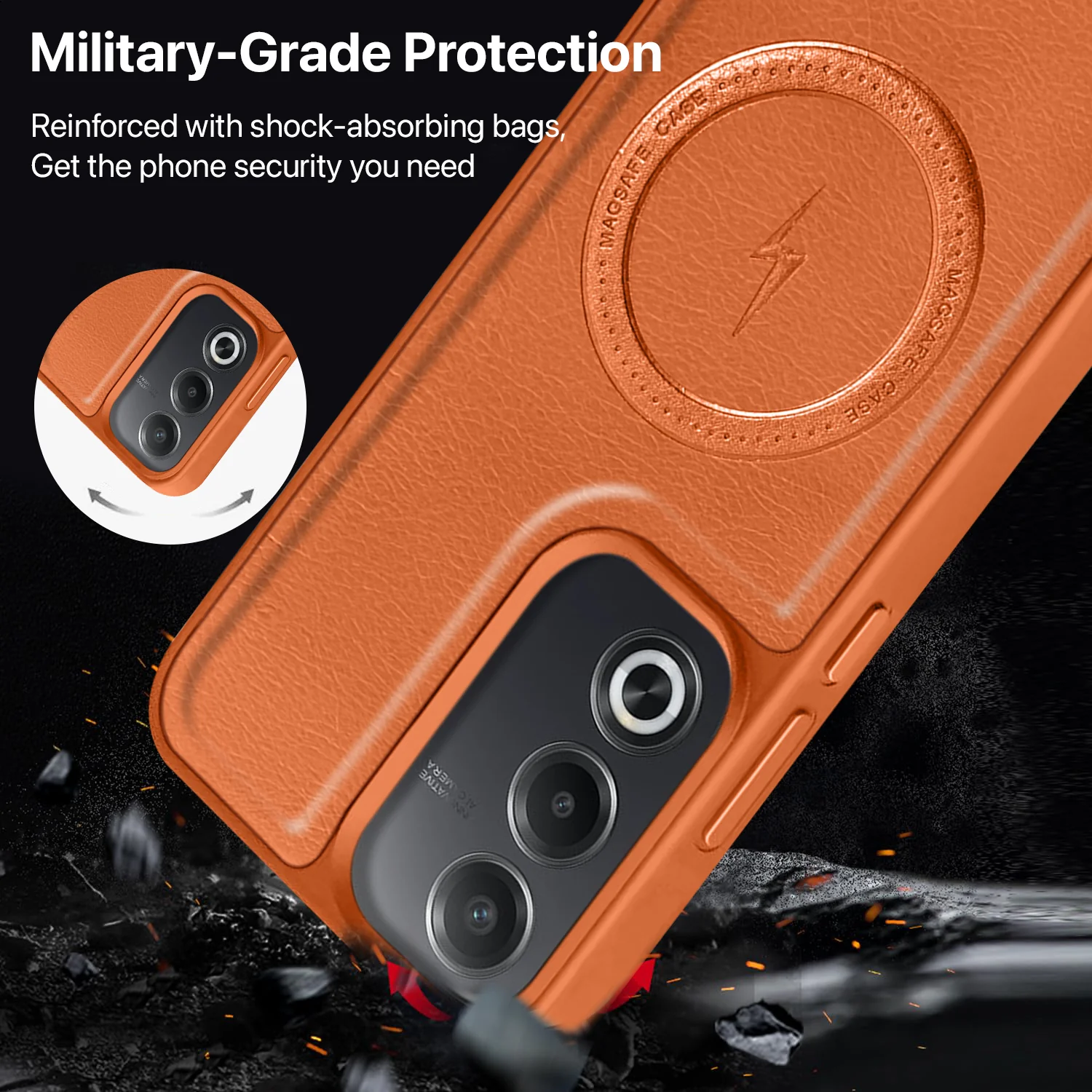 Vaku ® Oppo A3 Pro 5G Maxtron Leather Stitched Magnetic Magsafe Back Cover - Image 5