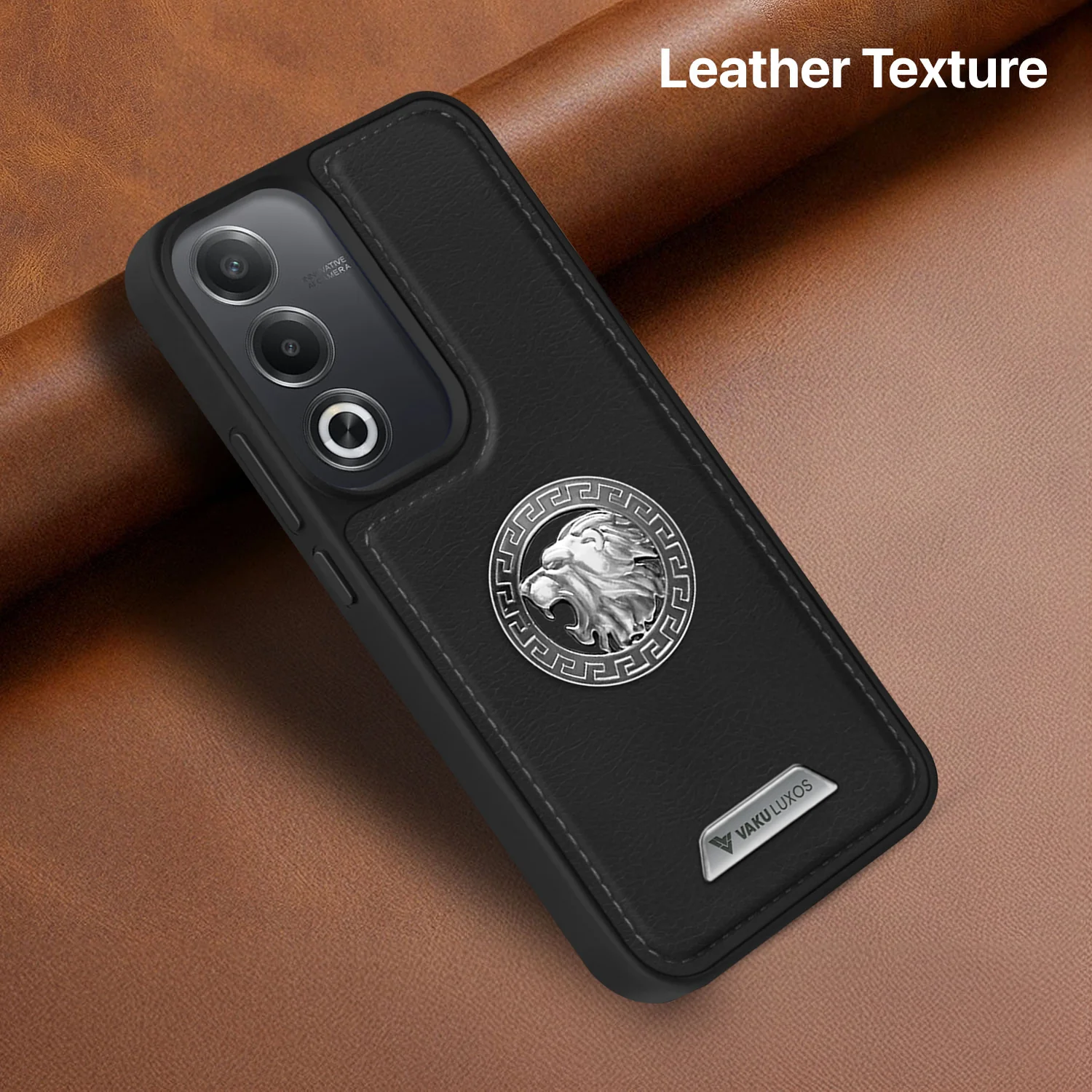 Vaku ® Oppo A3 Pro 5G Regal Shield Metal Lion Engraved Leather Back Cover - Image 11