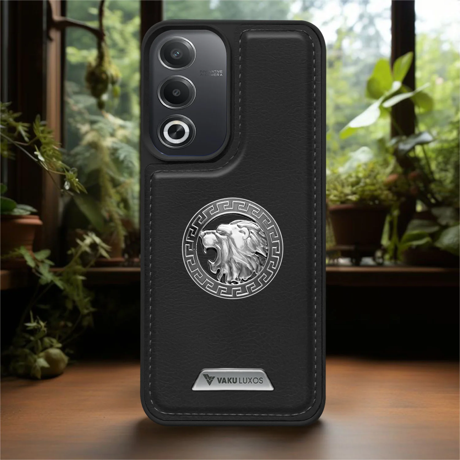 Vaku ® Oppo A3 Pro 5G Regal Shield Metal Lion Engraved Leather Back Cover - Image 13