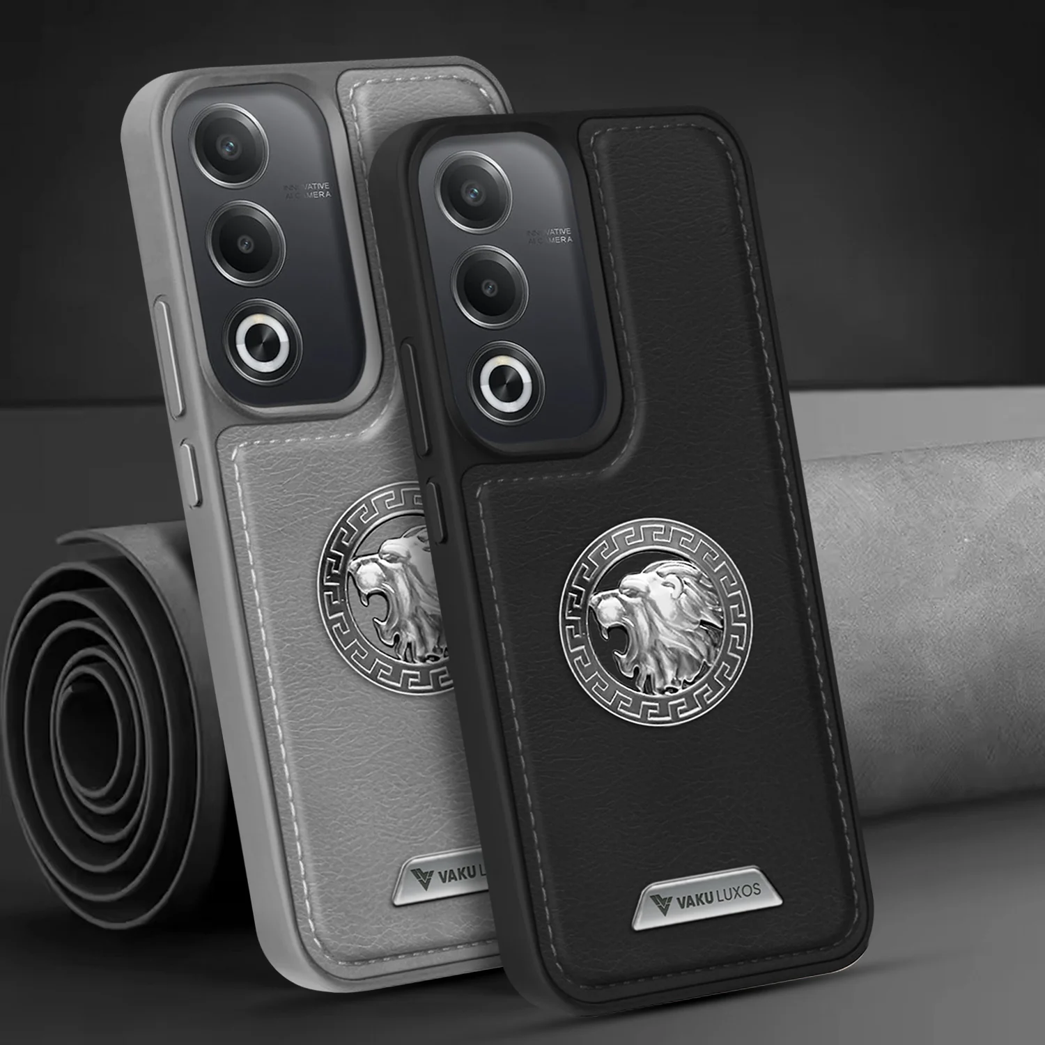 Vaku ® Oppo A3 Pro 5G Regal Shield Metal Lion Engraved Leather Back Cover - Image 15