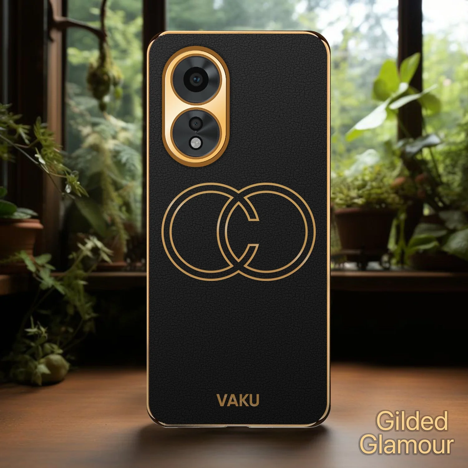 Vaku® Oppo A38 Skylar Leather Pattern Gold Electroplated Soft TPU Back Cover - Image 13
