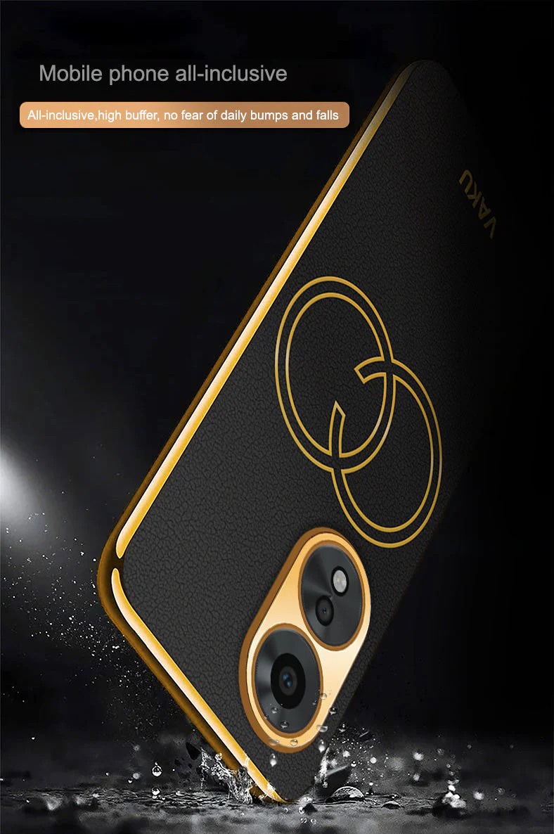 Vaku® Oppo A38 Skylar Leather Pattern Gold Electroplated Soft TPU Back Cover - Image 14