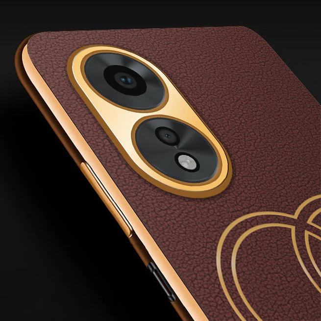 Vaku® Oppo A38 Skylar Leather Pattern Gold Electroplated Soft TPU Back Cover - Image 16