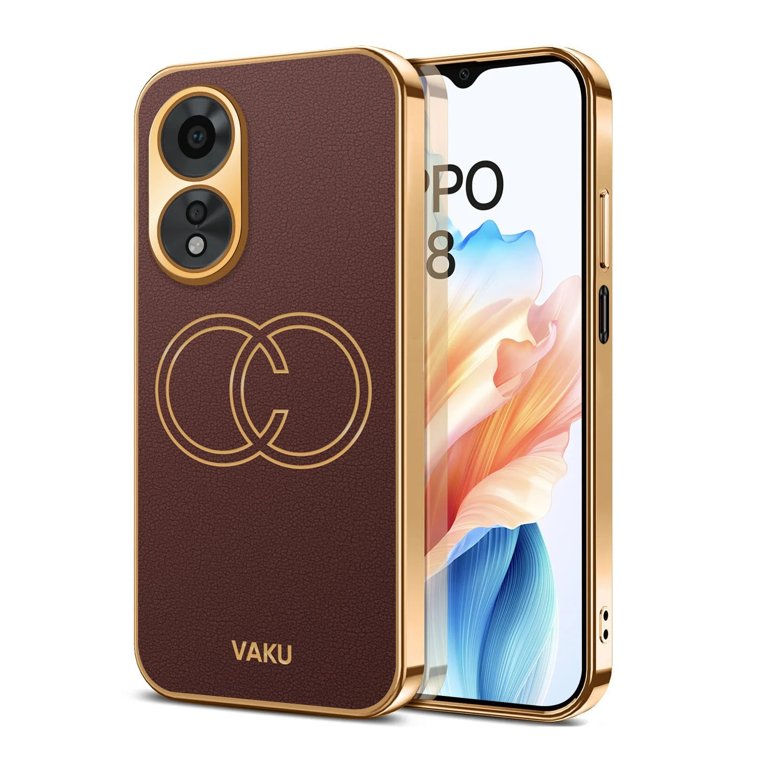 Vaku® Oppo A38 Skylar Leather Pattern Gold Electroplated Soft TPU Back Cover - Image 17
