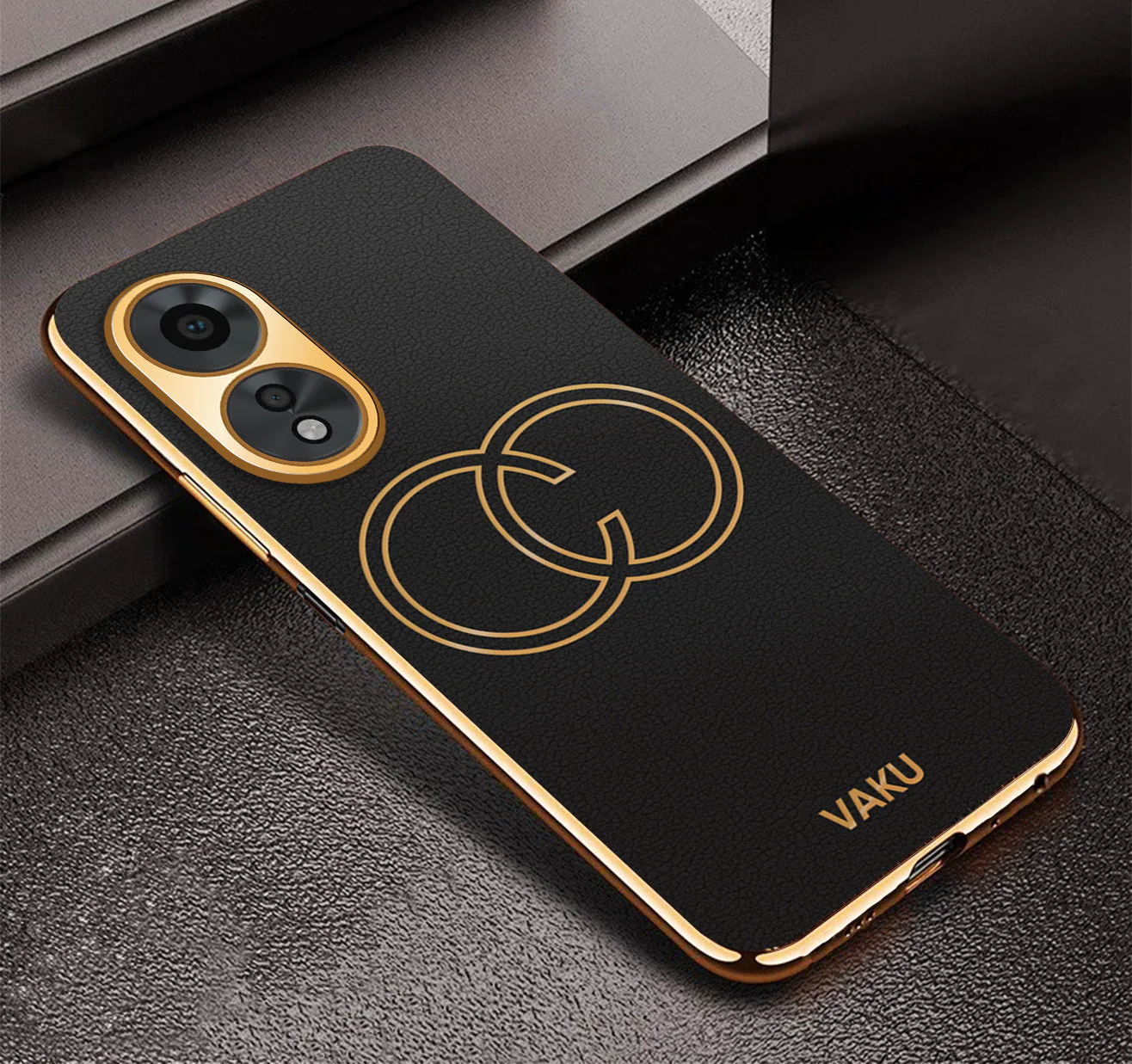 Vaku® Oppo A38 Skylar Leather Pattern Gold Electroplated Soft TPU Back Cover - Image 7