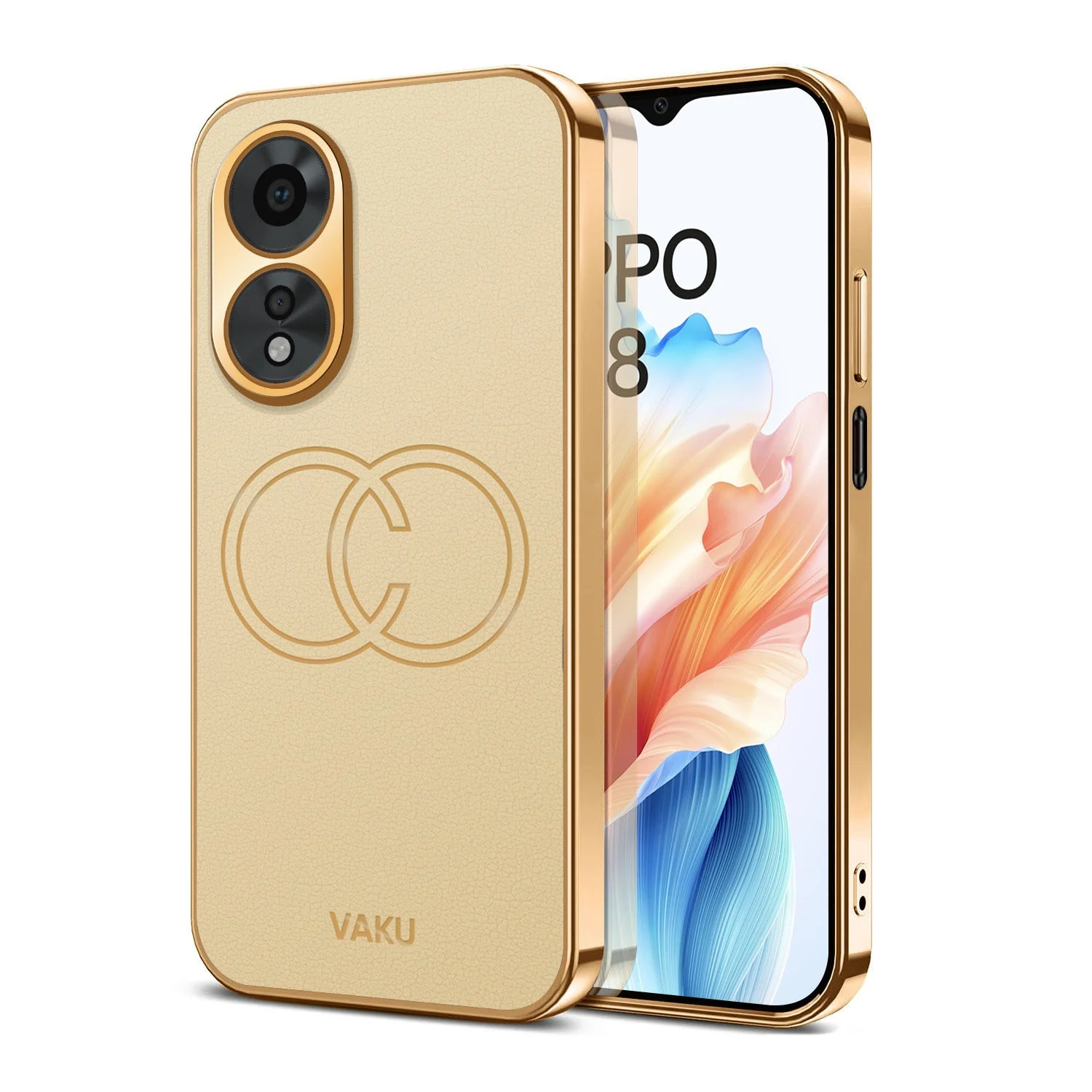 Vaku® Oppo A38 Skylar Leather Pattern Gold Electroplated Soft TPU Back Cover - Image 8