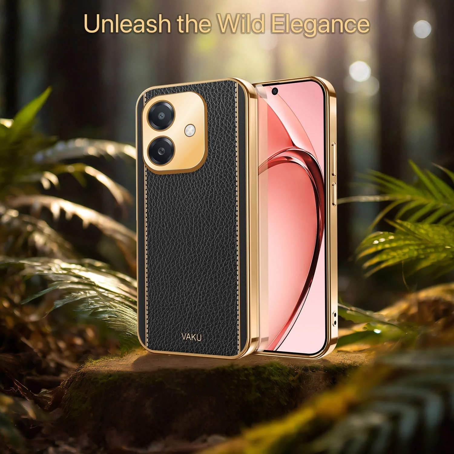 Vaku ® Oppo A3X 5G Luxemberg Leather Pattern Gold Electroplated Soft TPU Back Cover - Image 10