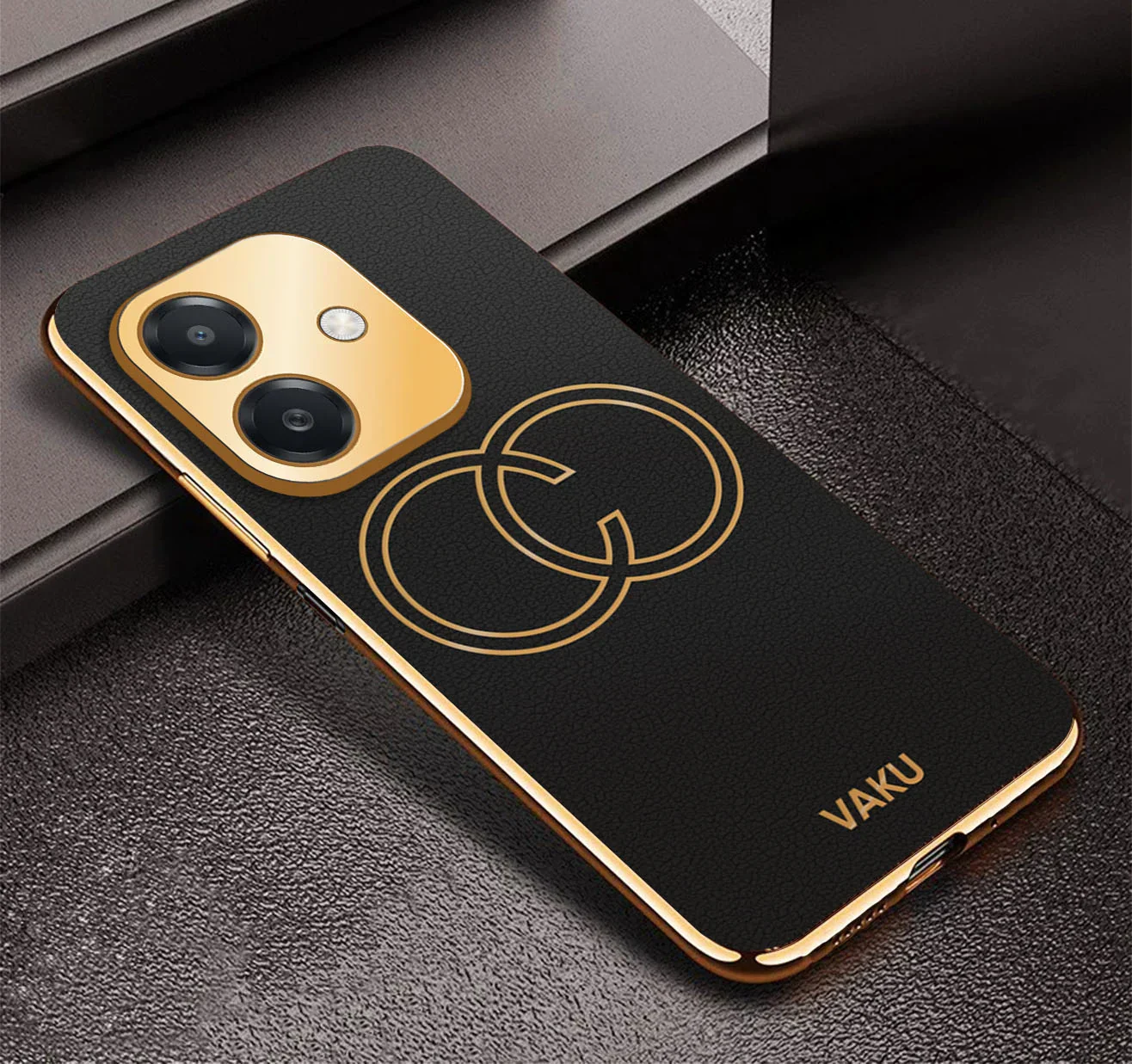 Vaku ® Oppo A3X 5G Skylar Leather Pattern Gold Electroplated Soft TPU Back Cover - Image 11