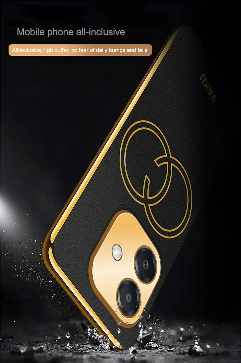 Vaku ® Oppo A3X 5G Skylar Leather Pattern Gold Electroplated Soft TPU Back Cover - Image 12