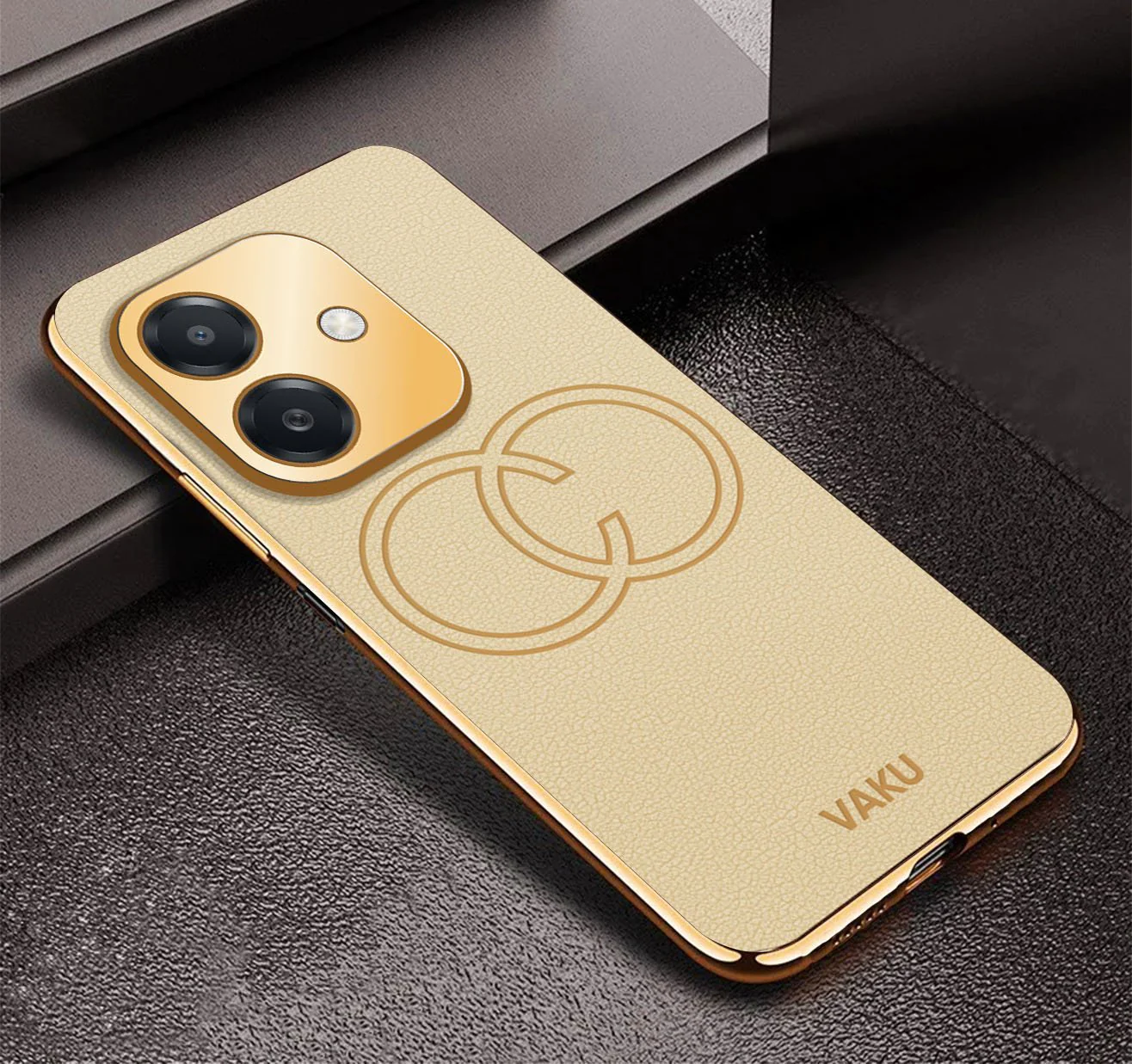 Vaku ® Oppo A3X 5G Skylar Leather Pattern Gold Electroplated Soft TPU Back Cover - Image 13