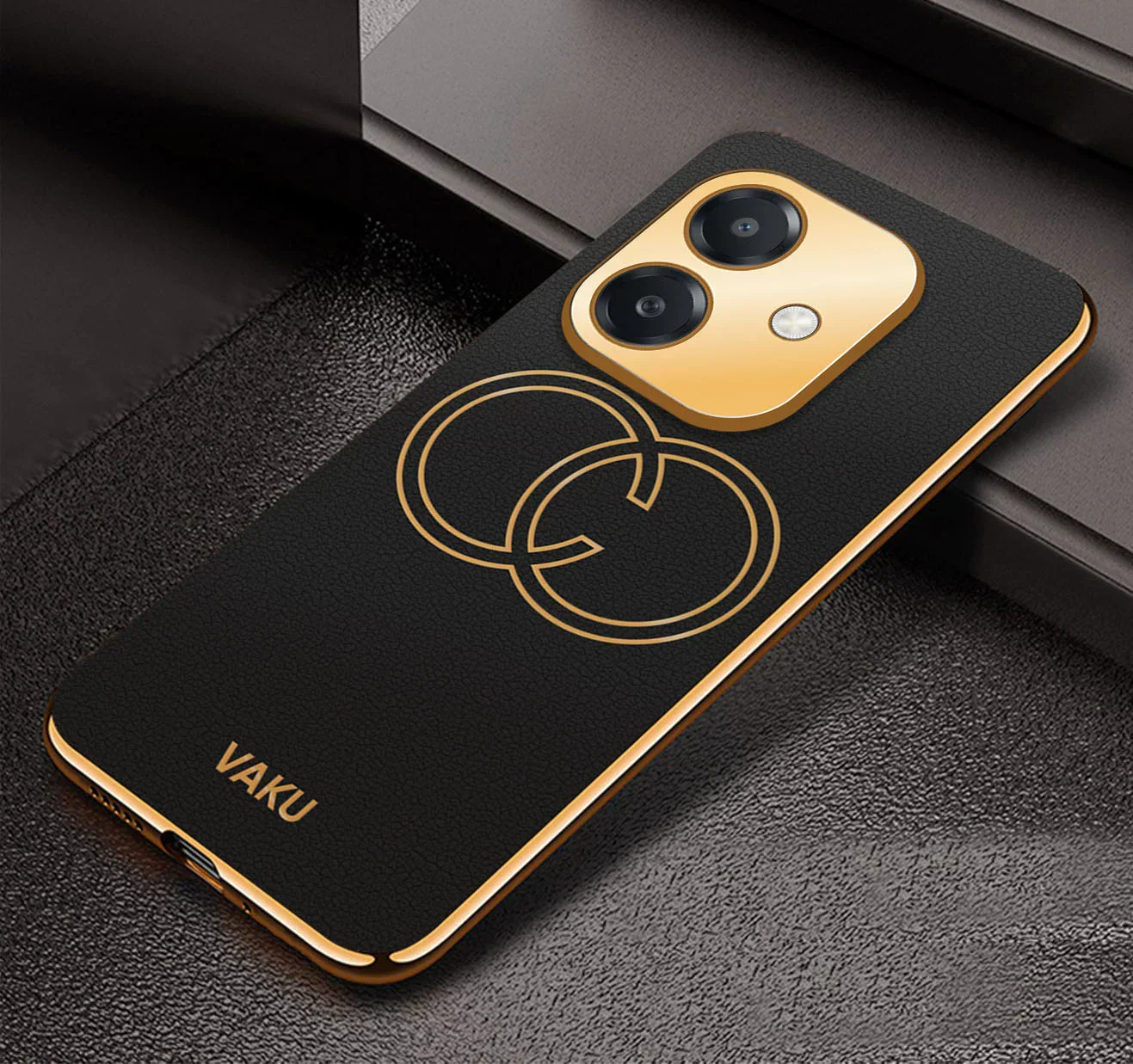 Vaku ® Oppo A3X 5G Skylar Leather Pattern Gold Electroplated Soft TPU Back Cover - Image 8