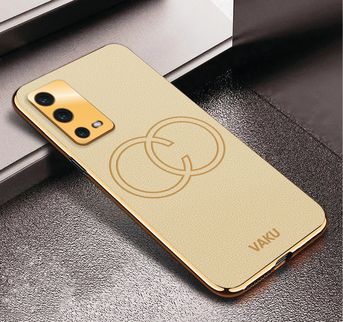 Vaku® Oppo A55 Skylar Leather Pattern Gold Electroplated Soft TPU Back Cover - Image 11