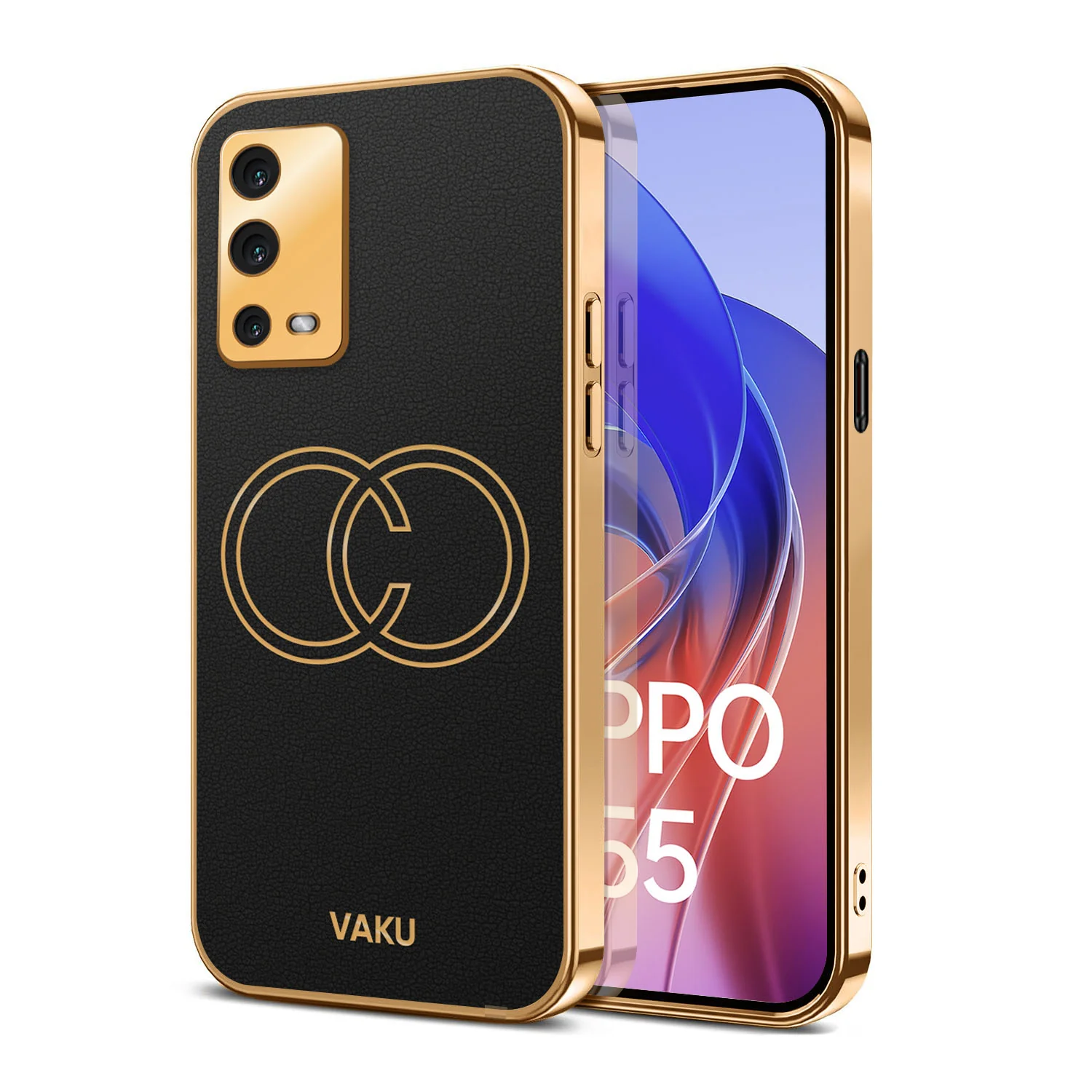 Vaku® Oppo A55 Skylar Leather Pattern Gold Electroplated Soft TPU Back Cover - Image 14