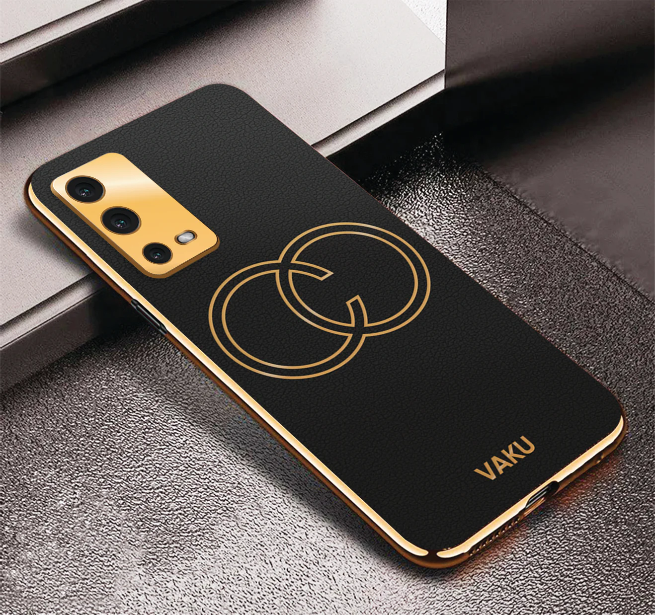 Vaku® Oppo A55 Skylar Leather Pattern Gold Electroplated Soft TPU Back Cover - Image 15