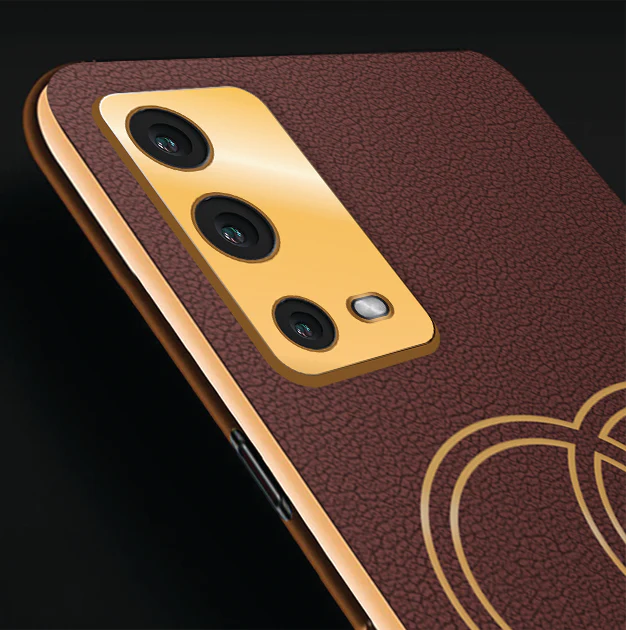 Vaku® Oppo A55 Skylar Leather Pattern Gold Electroplated Soft TPU Back Cover - Image 2