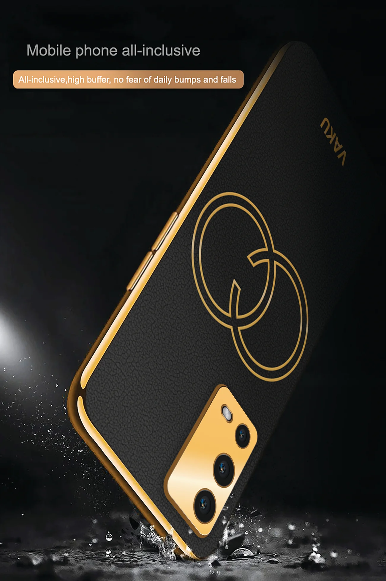 Vaku® Oppo A55 Skylar Leather Pattern Gold Electroplated Soft TPU Back Cover - Image 6
