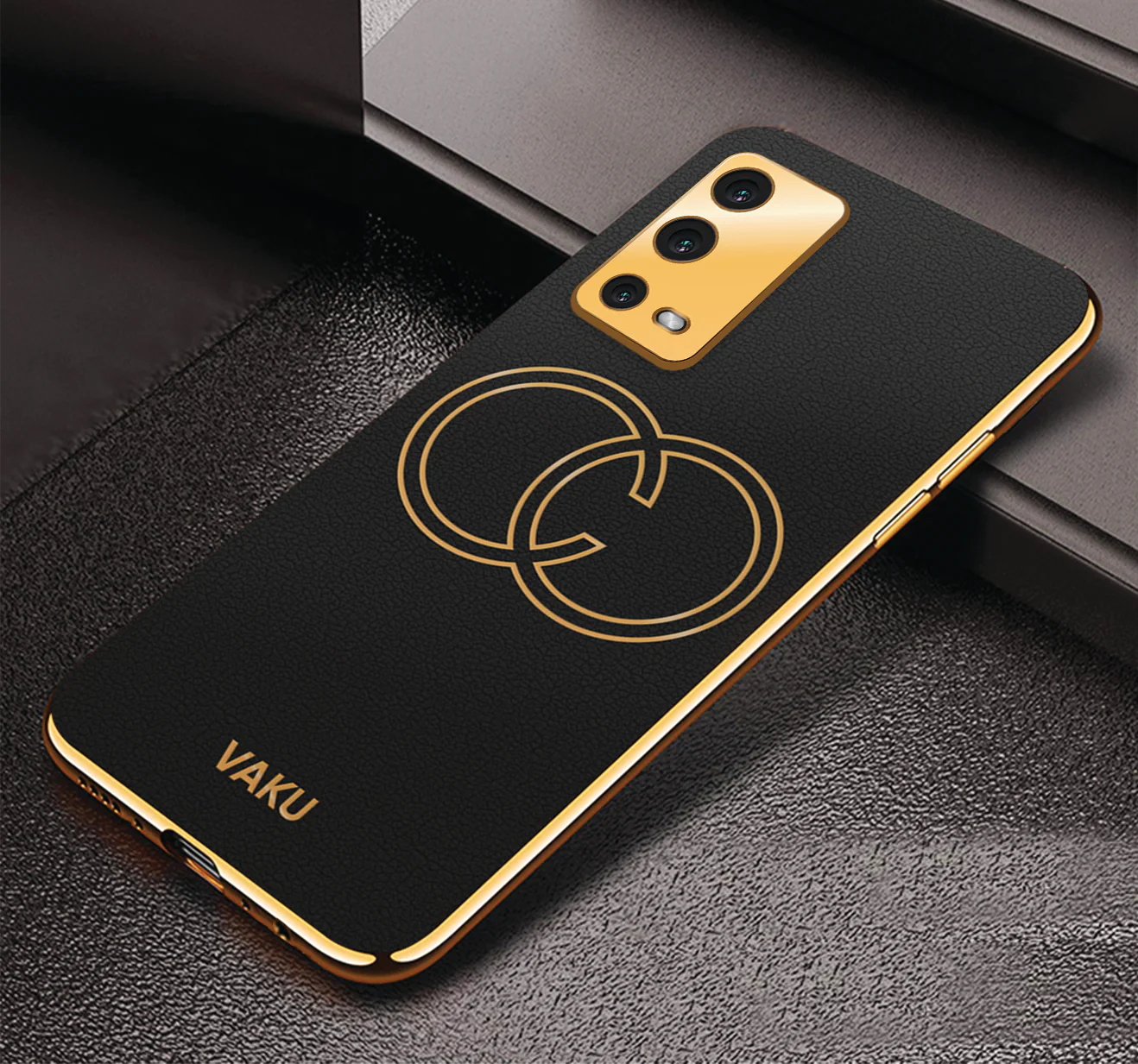 Vaku® Oppo A55 Skylar Leather Pattern Gold Electroplated Soft TPU Back Cover - Image 7