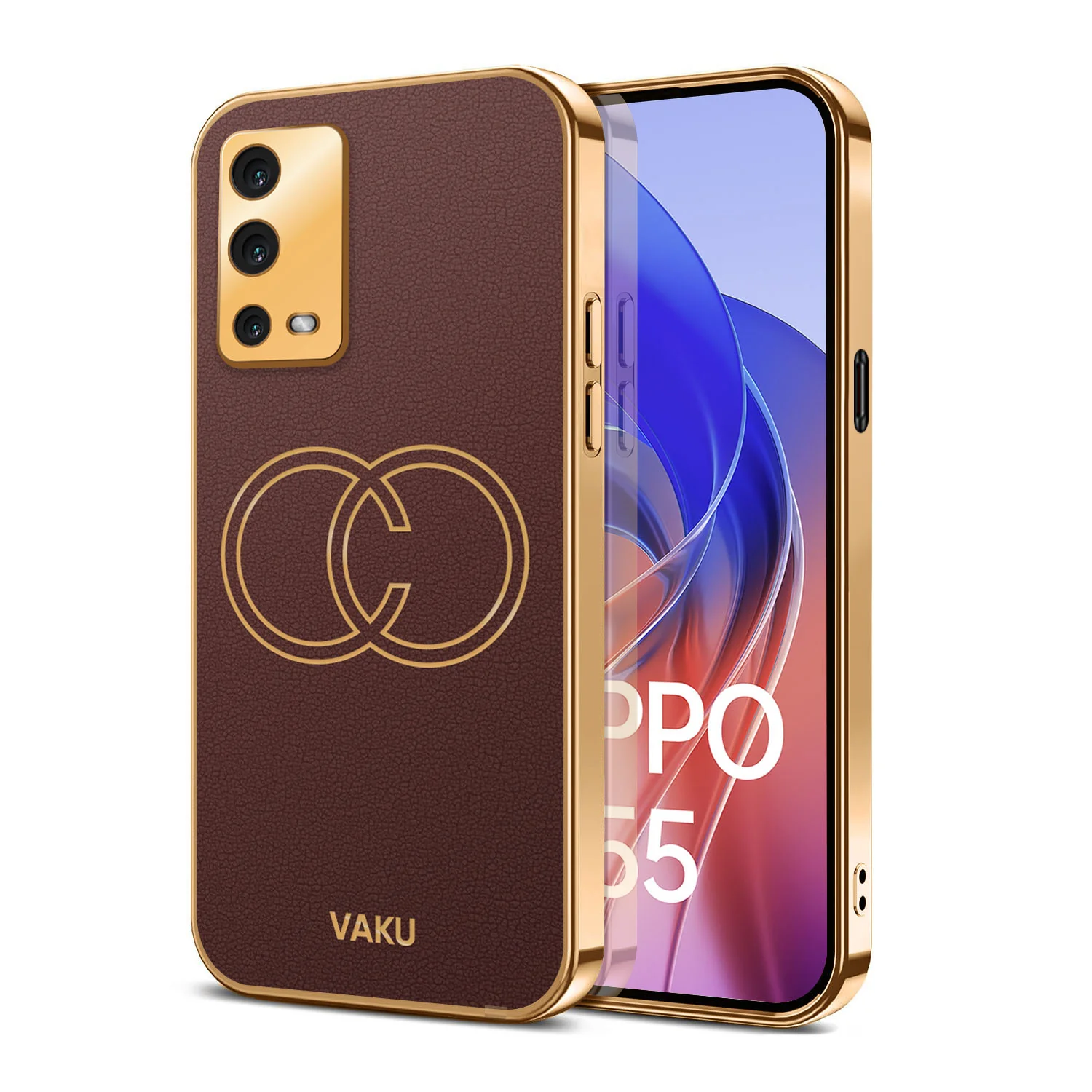 Vaku® Oppo A55 Skylar Leather Pattern Gold Electroplated Soft TPU Back Cover - Image 8