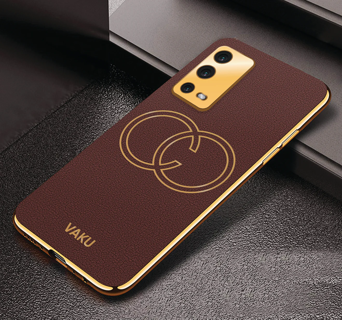 Vaku® Oppo A55 Skylar Leather Pattern Gold Electroplated Soft TPU Back Cover - Image 9