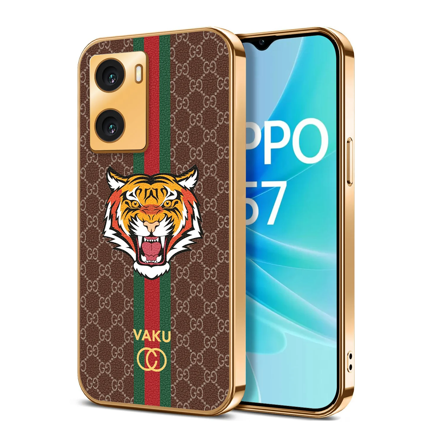 Vaku ® Oppo A57 4G Lynx Designer Leather Pattern Gold Electroplated Soft TPU Back Cover Case - Image 11