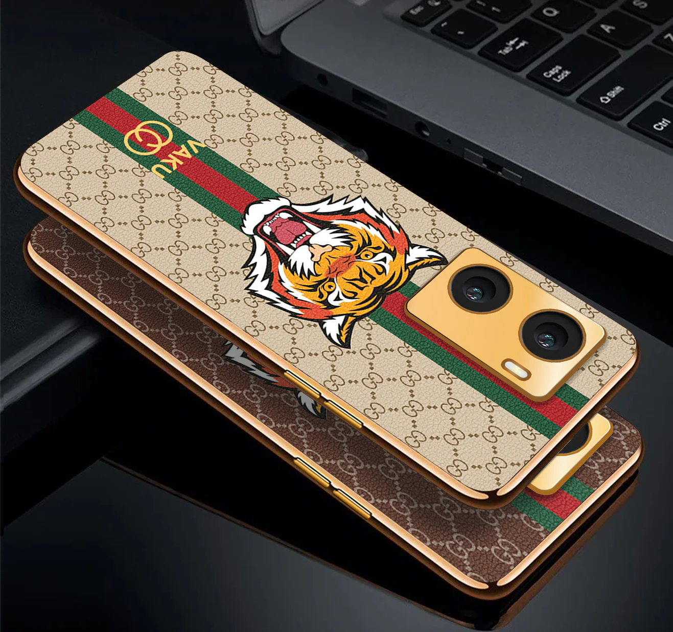 Vaku ® Oppo A57 4G Lynx Designer Leather Pattern Gold Electroplated Soft TPU Back Cover Case - Image 13