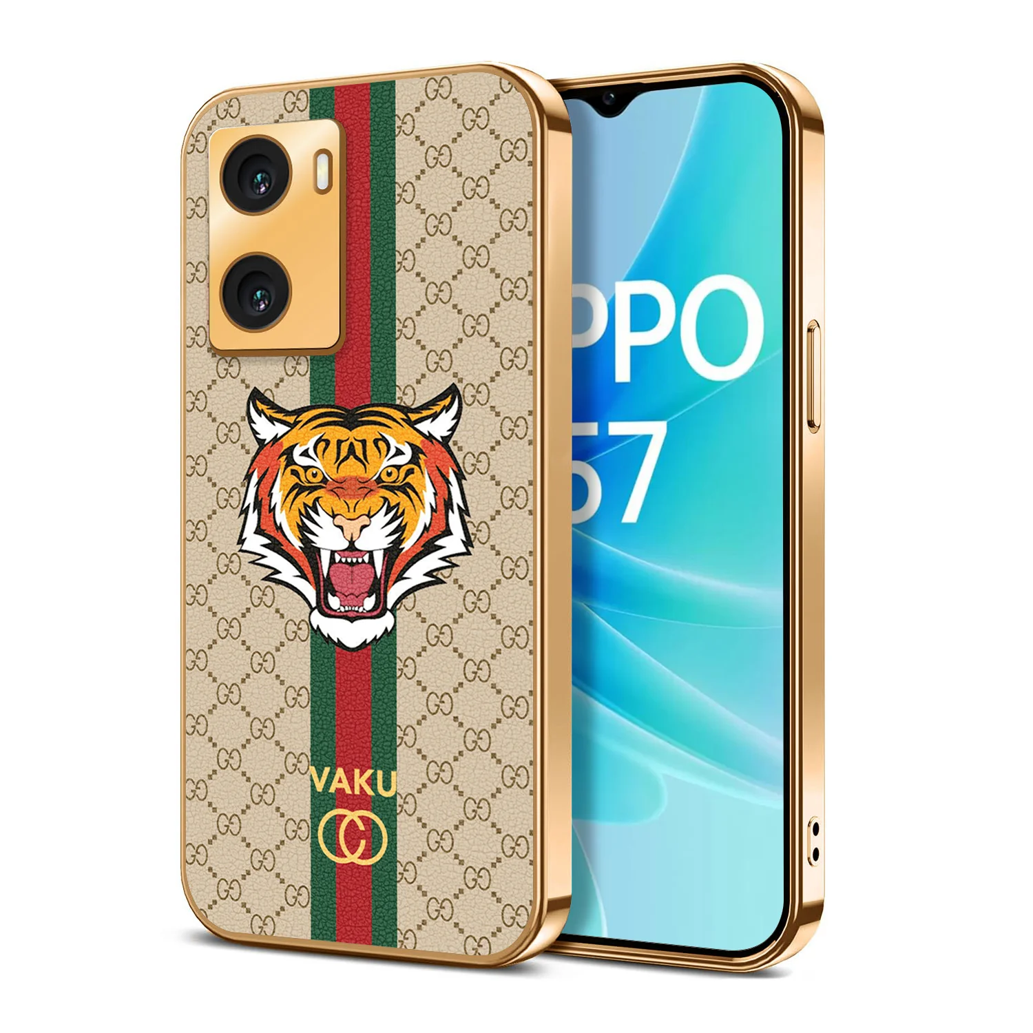 Vaku ® Oppo A57 4G Lynx Designer Leather Pattern Gold Electroplated Soft TPU Back Cover Case - Image 15