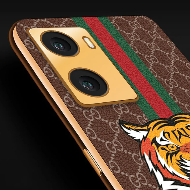 Vaku ® Oppo A57 4G Lynx Designer Leather Pattern Gold Electroplated Soft TPU Back Cover Case - Image 2