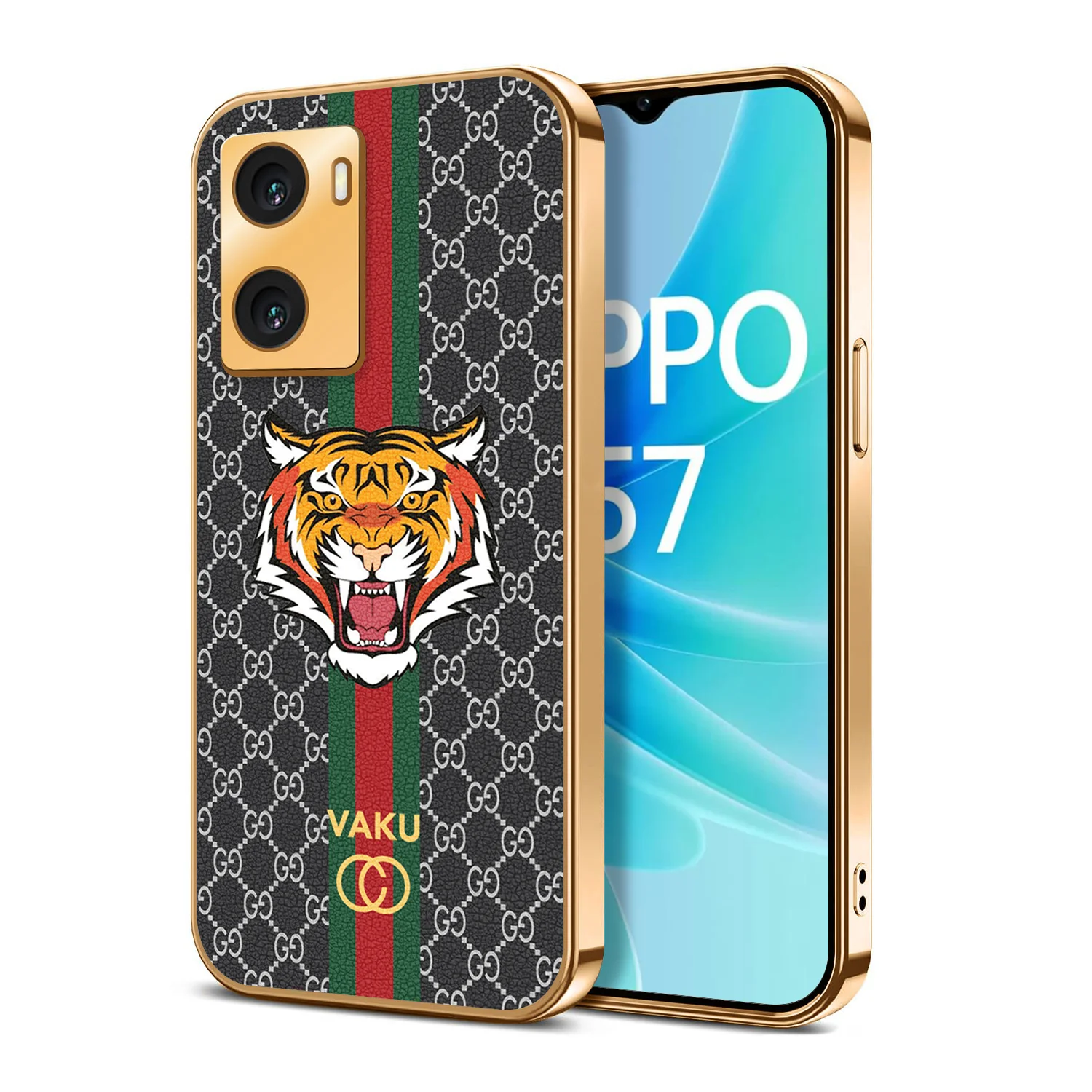 Vaku ® Oppo A57 4G Lynx Designer Leather Pattern Gold Electroplated Soft TPU Back Cover Case - Image 5