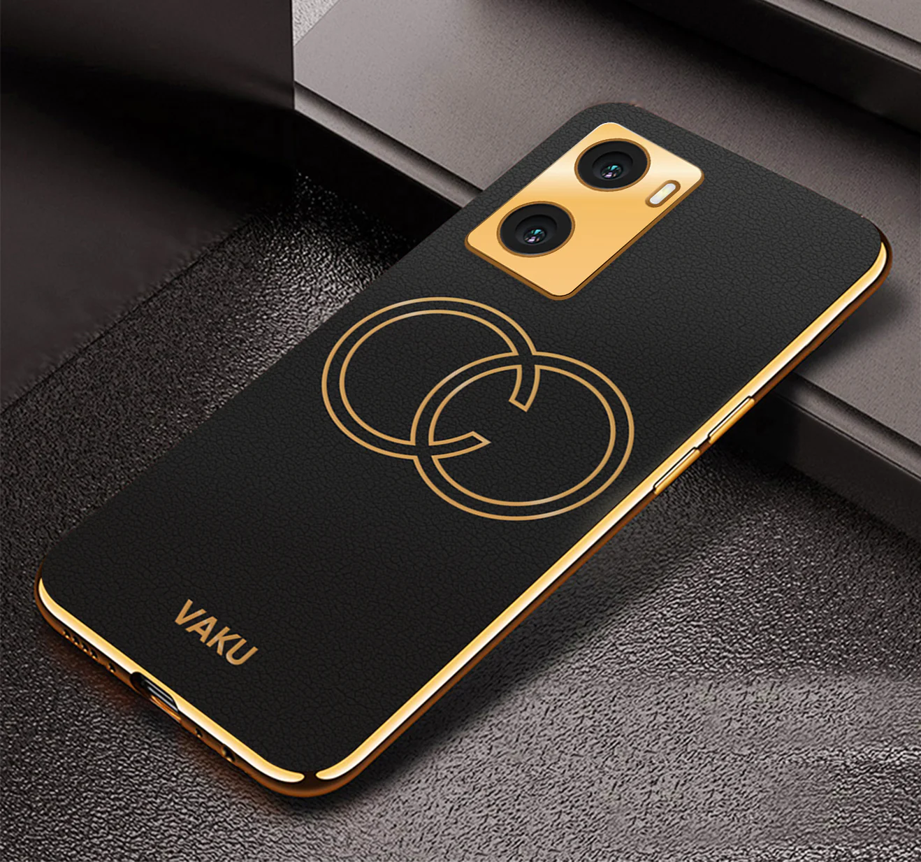 Vaku® Oppo A57 4G Skylar Leather Pattern Gold Electroplated Soft TPU Back Cover - Image 2