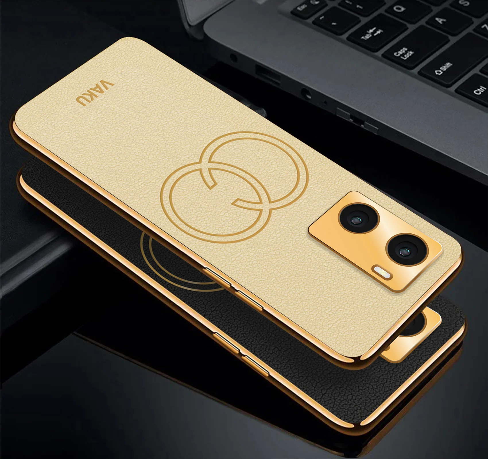 Vaku® Oppo A57 4G Skylar Leather Pattern Gold Electroplated Soft TPU Back Cover - Image 3