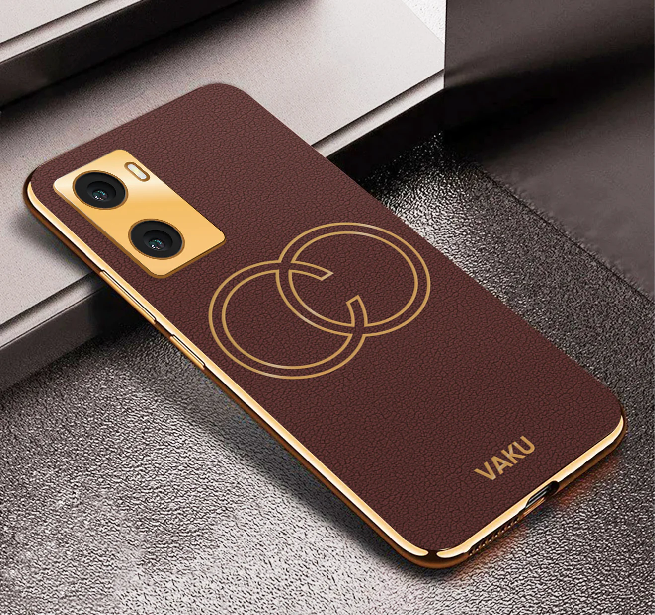 Vaku® Oppo A57 4G Skylar Leather Pattern Gold Electroplated Soft TPU Back Cover - Image 5
