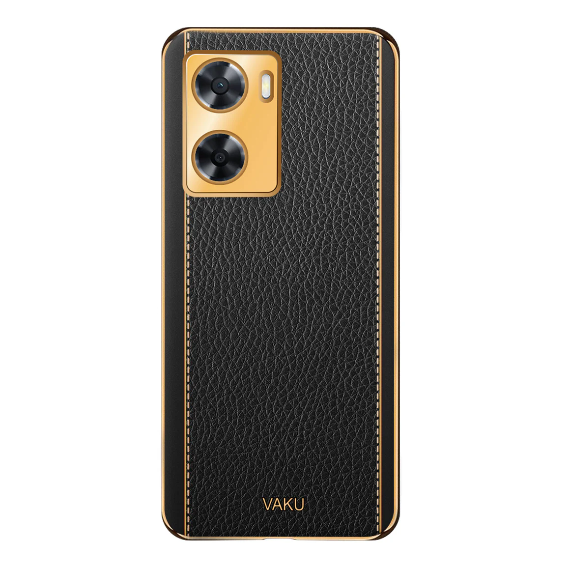 Vaku® Oppo A57 Luxemberg Series Leather Stitched Gold Electroplated Soft TPU Back Cover - Image 16