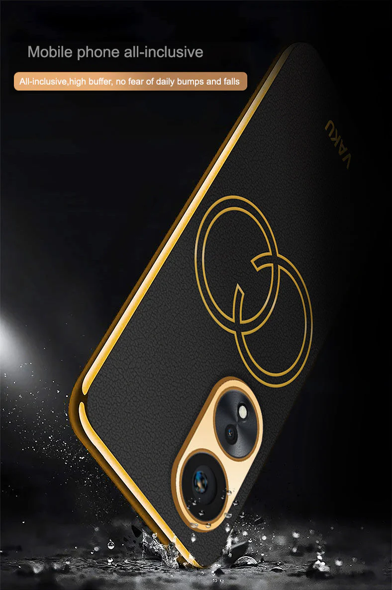 Vaku® Oppo A58 4G Skylar Leather Pattern Gold Electroplated Soft TPU Back Cover - Image 11