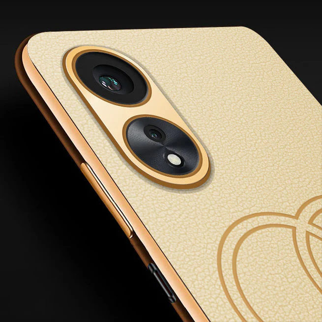 Vaku® Oppo A58 4G Skylar Leather Pattern Gold Electroplated Soft TPU Back Cover - Image 3