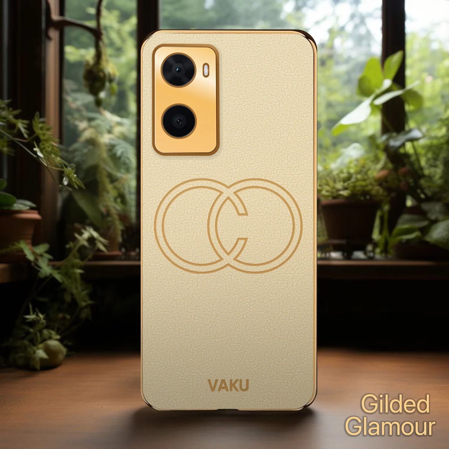 Vaku® Oppo A76 4G Skylar Leather Pattern Gold Electroplated Soft TPU Back Cover - Image 11