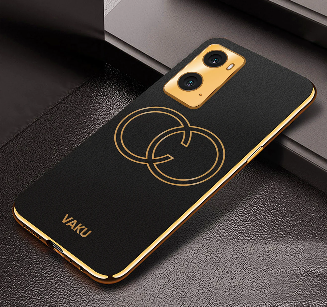 Vaku® Oppo A76 4G Skylar Leather Pattern Gold Electroplated Soft TPU Back Cover - Image 8