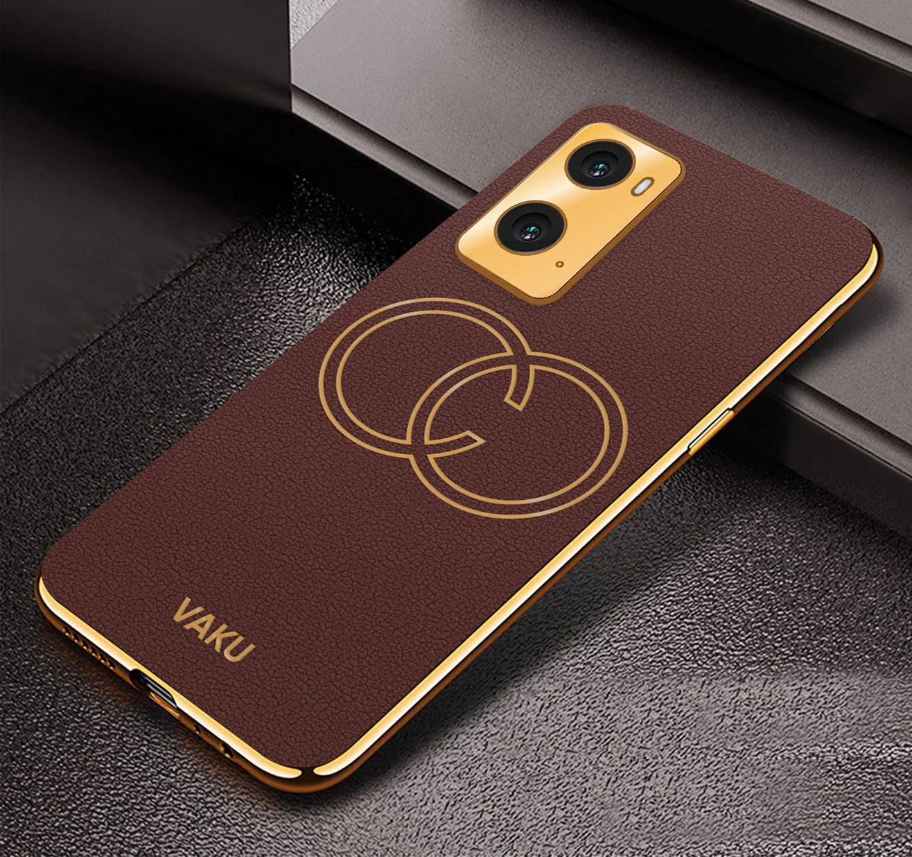 Vaku® Oppo A76 4G Skylar Leather Pattern Gold Electroplated Soft TPU Back Cover - Image 9