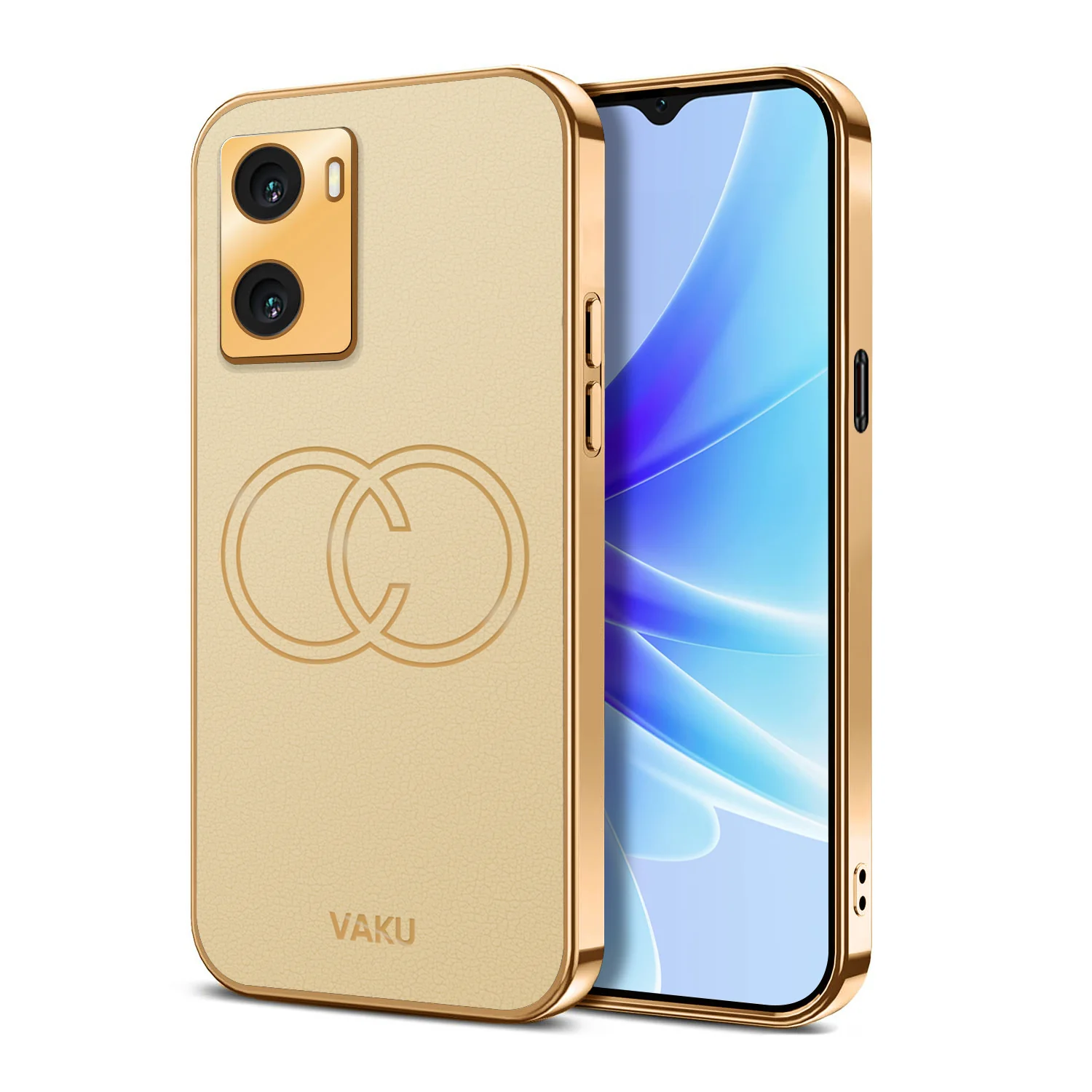 Vaku® Oppo A77 4G Skylar Series Leather Stitched Gold Electroplated Soft TPU Back Cover - Image 15