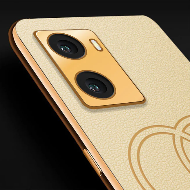 Vaku® Oppo A77 4G Skylar Series Leather Stitched Gold Electroplated Soft TPU Back Cover - Image 2