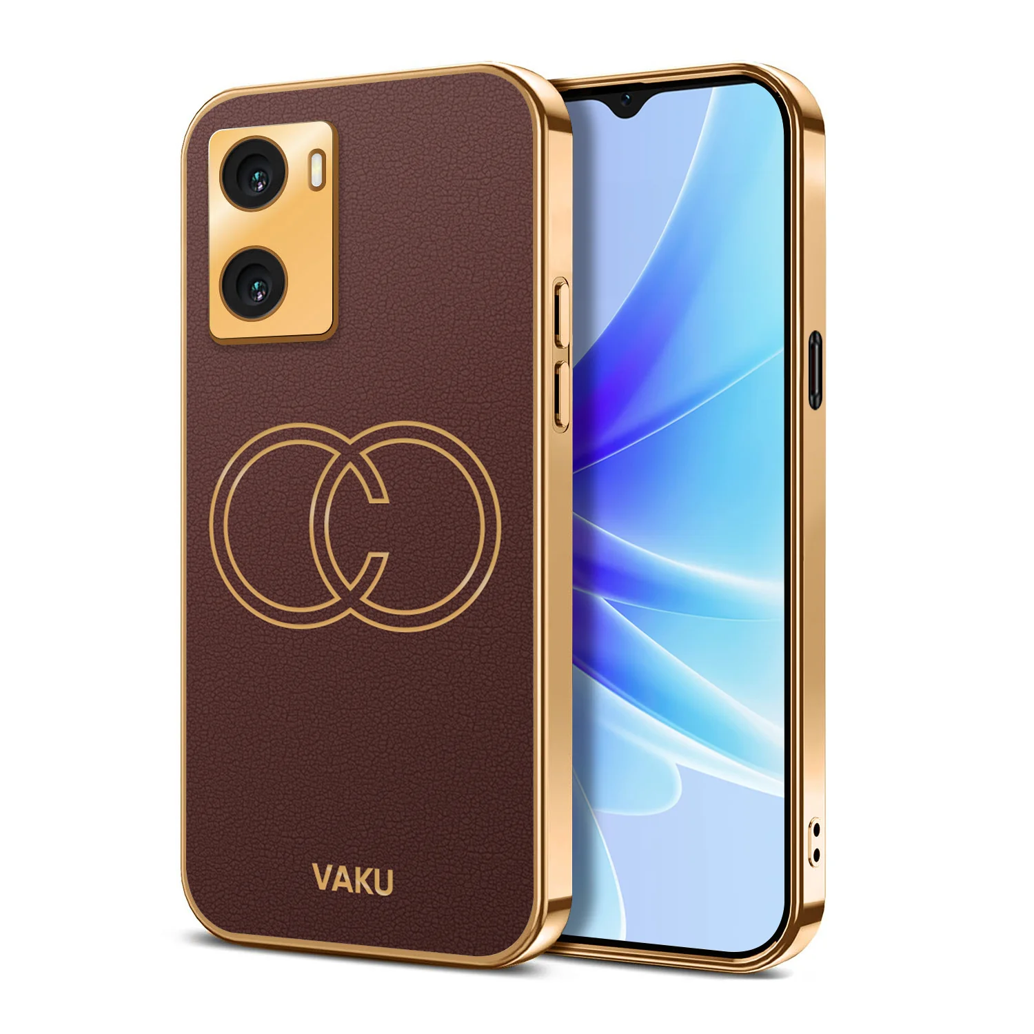Vaku® Oppo A77 4G Skylar Series Leather Stitched Gold Electroplated Soft TPU Back Cover - Image 9