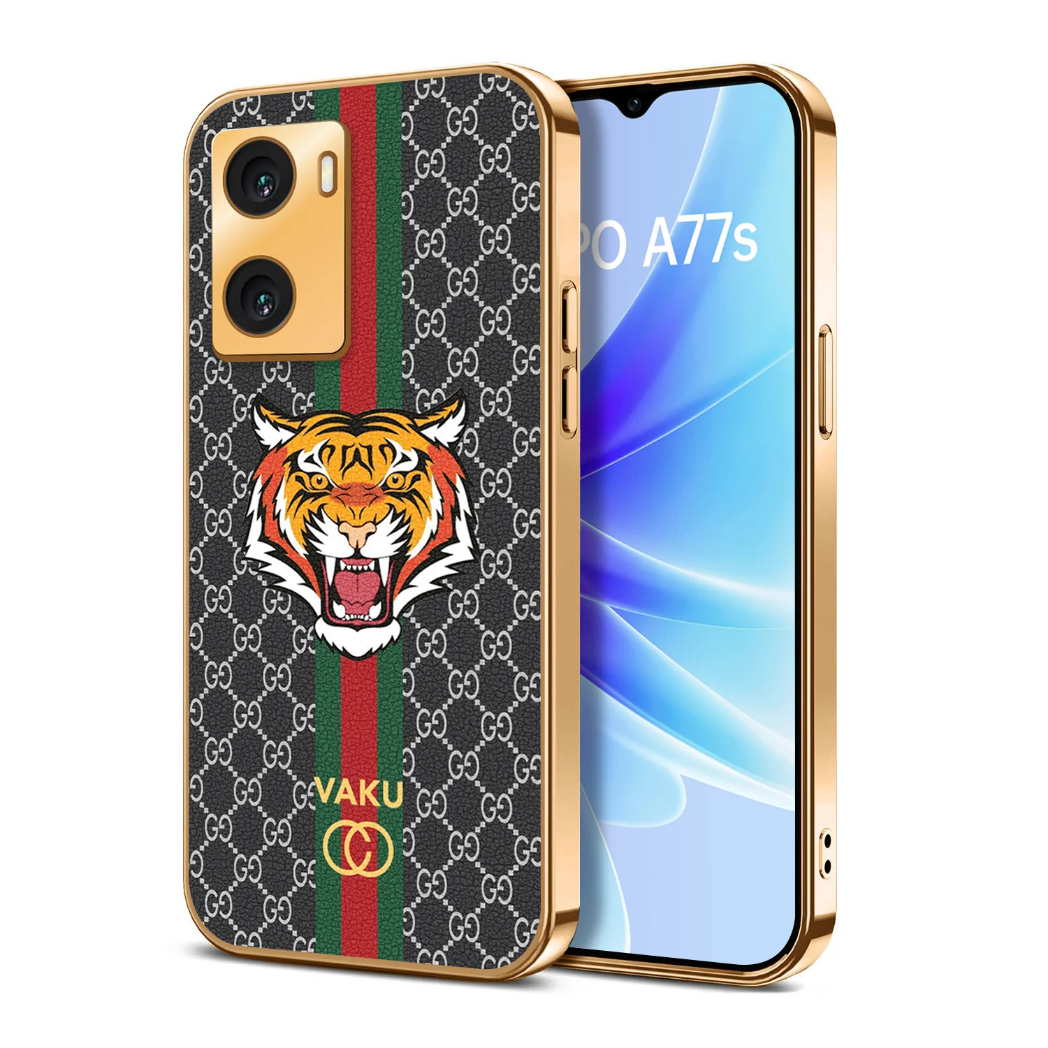 Vaku ® Oppo A77S Lynx Designer Leather Pattern Gold Electroplated Soft TPU Back Cover Case - Image 10
