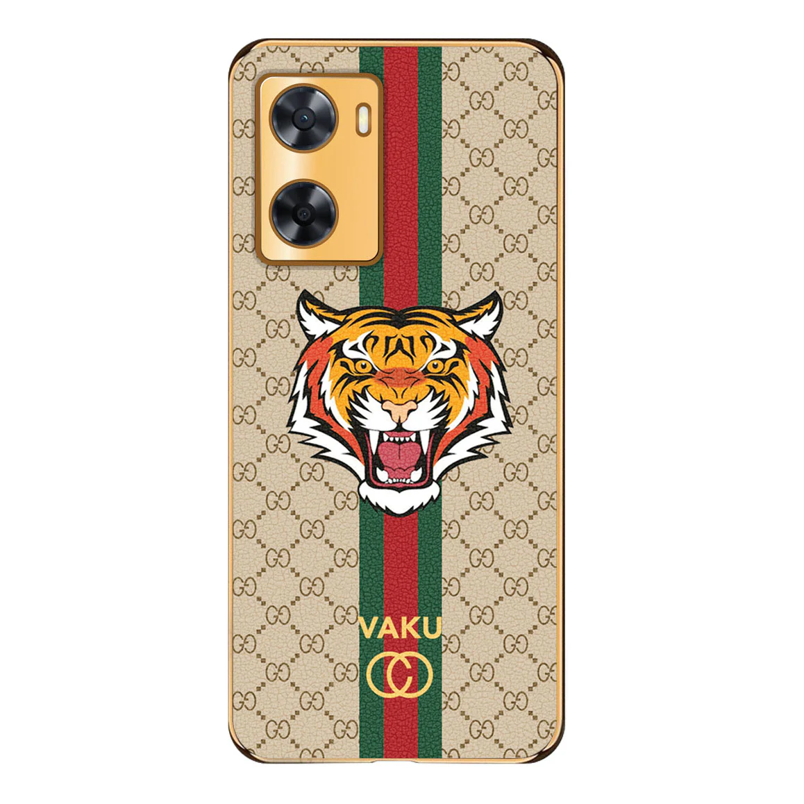 Vaku ® Oppo A77S Lynx Designer Leather Pattern Gold Electroplated Soft TPU Back Cover Case - Image 13